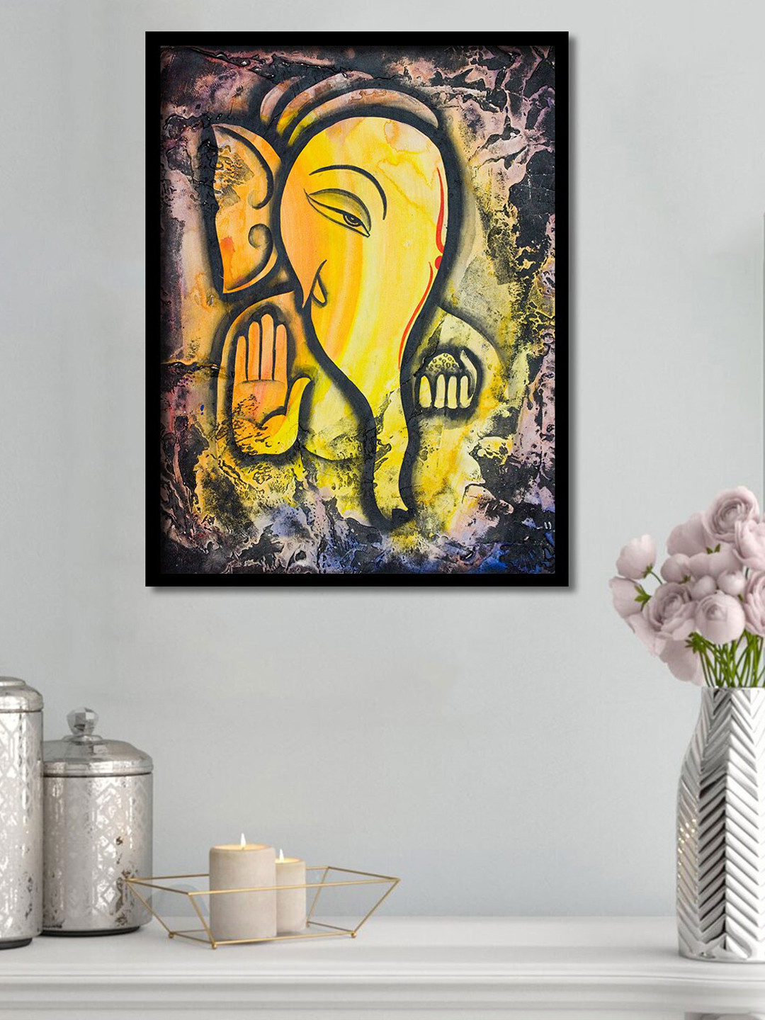 Art Street Ganesha Canvas Wall Rectangle Paintings Wall Art -13 x 17 In