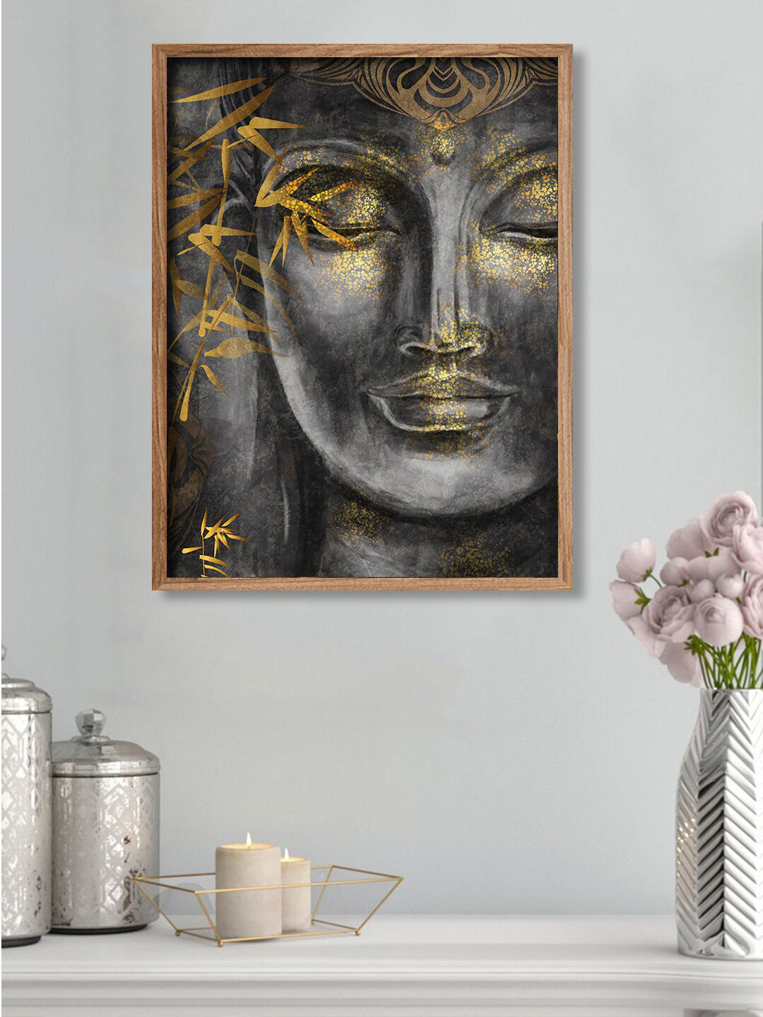 Art Street Black & Brown Calm Buddha Framed Canvas Wall Art