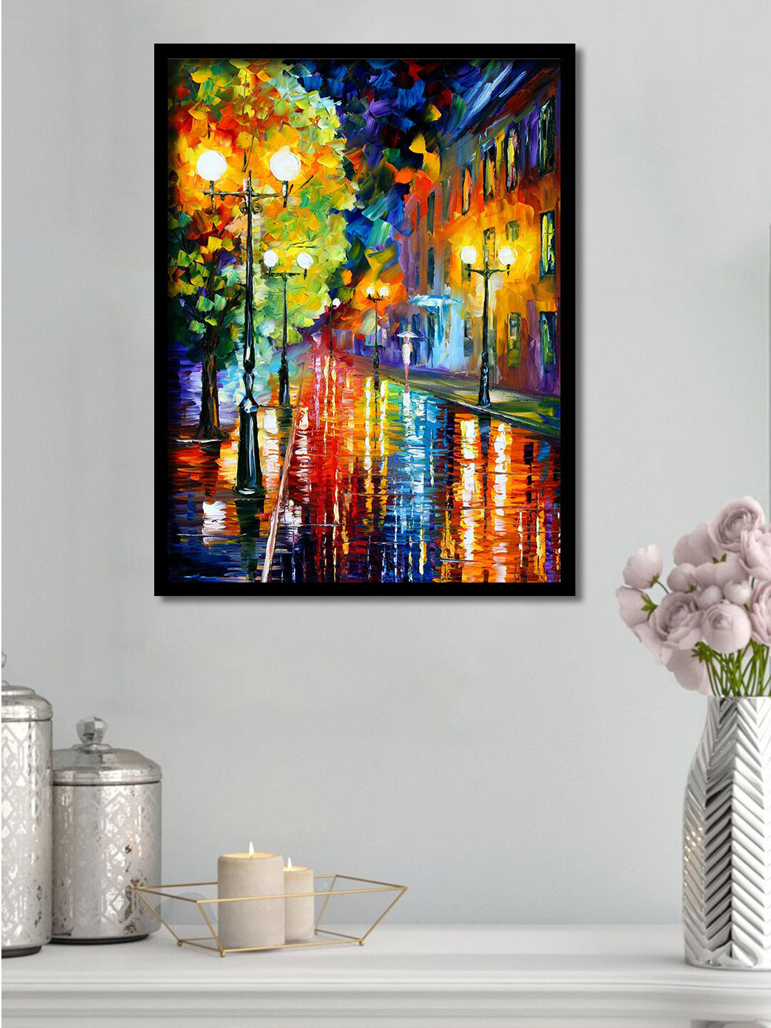 Art Street Blue & Yellow Street Framed Canvas Wall Art