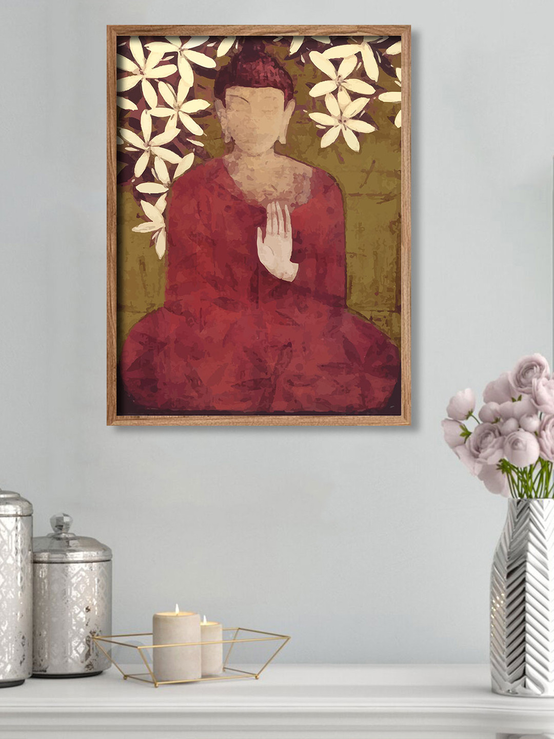 Art Street Red & Green Buddha Framed Canvas Wall Art