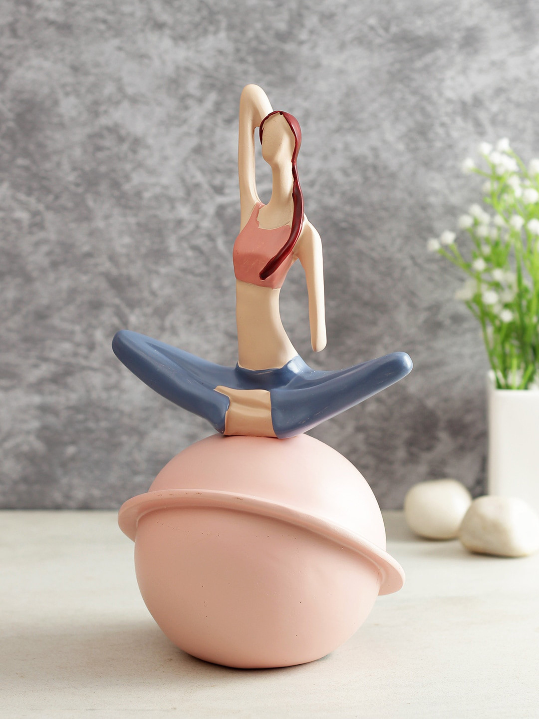 TAYHAA Healthy Yoga Pose Pink Polyresin Natural Living Room Medium Showpiece - 9.6 Inches
