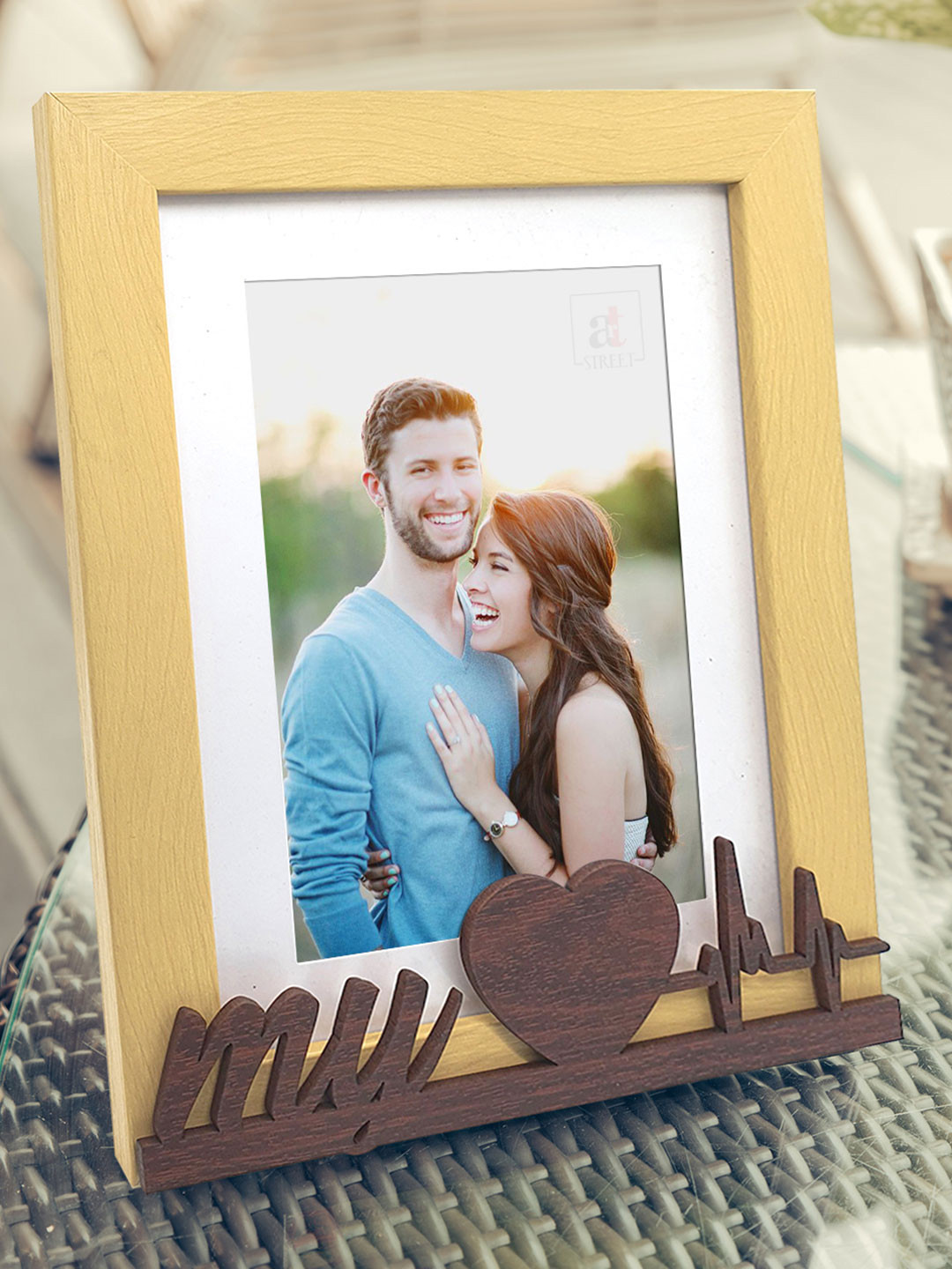 Art Street Beige Solid My Love Individual Customized Table Photo Frame