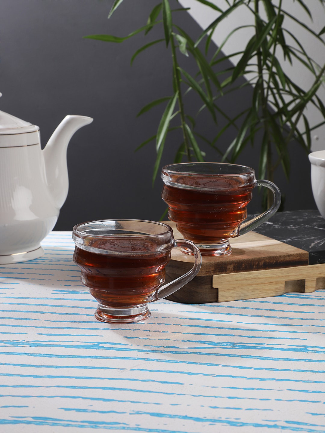 ceradeco Gulmohar Transparent Glass Handmade 6 Piece Cups-200ml