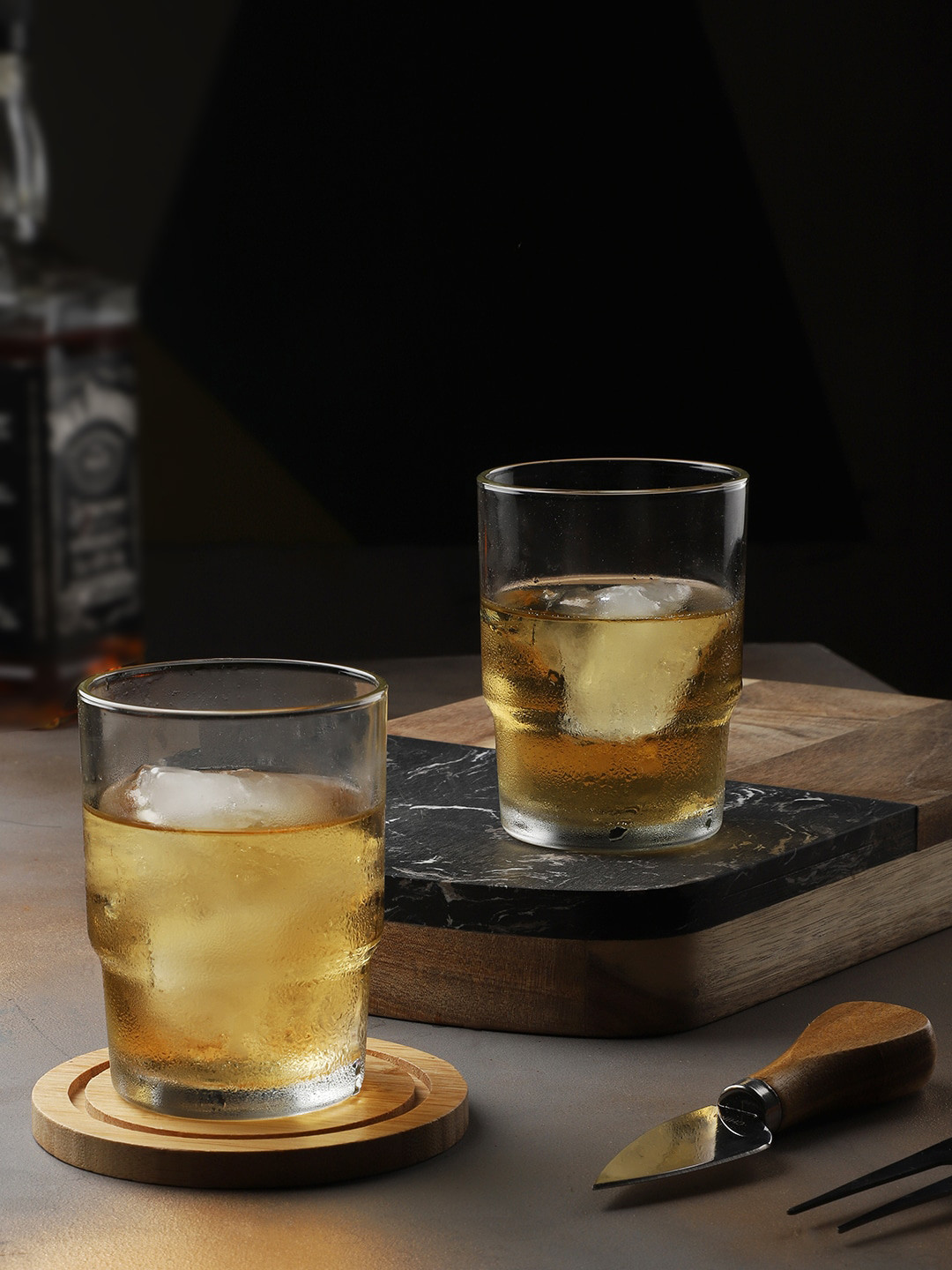 INCRIZMA Set Of 4 Transparent Solid Whiskey Glasss