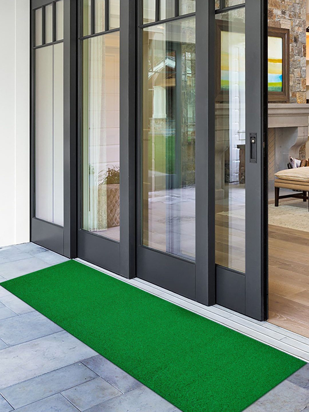 Kuber Industries Unisex Green Solid Rubber Anti Slip Large Sized Door Mat