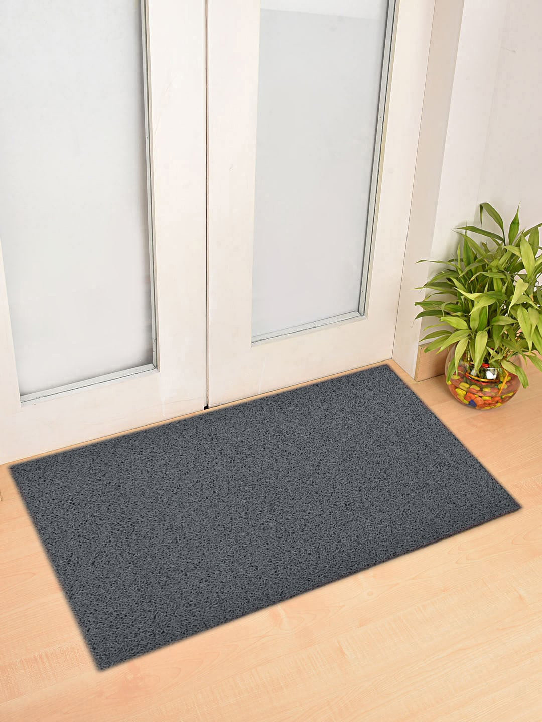 Kuber Industries Grey Solid Rubber Anti-Slip Doormat