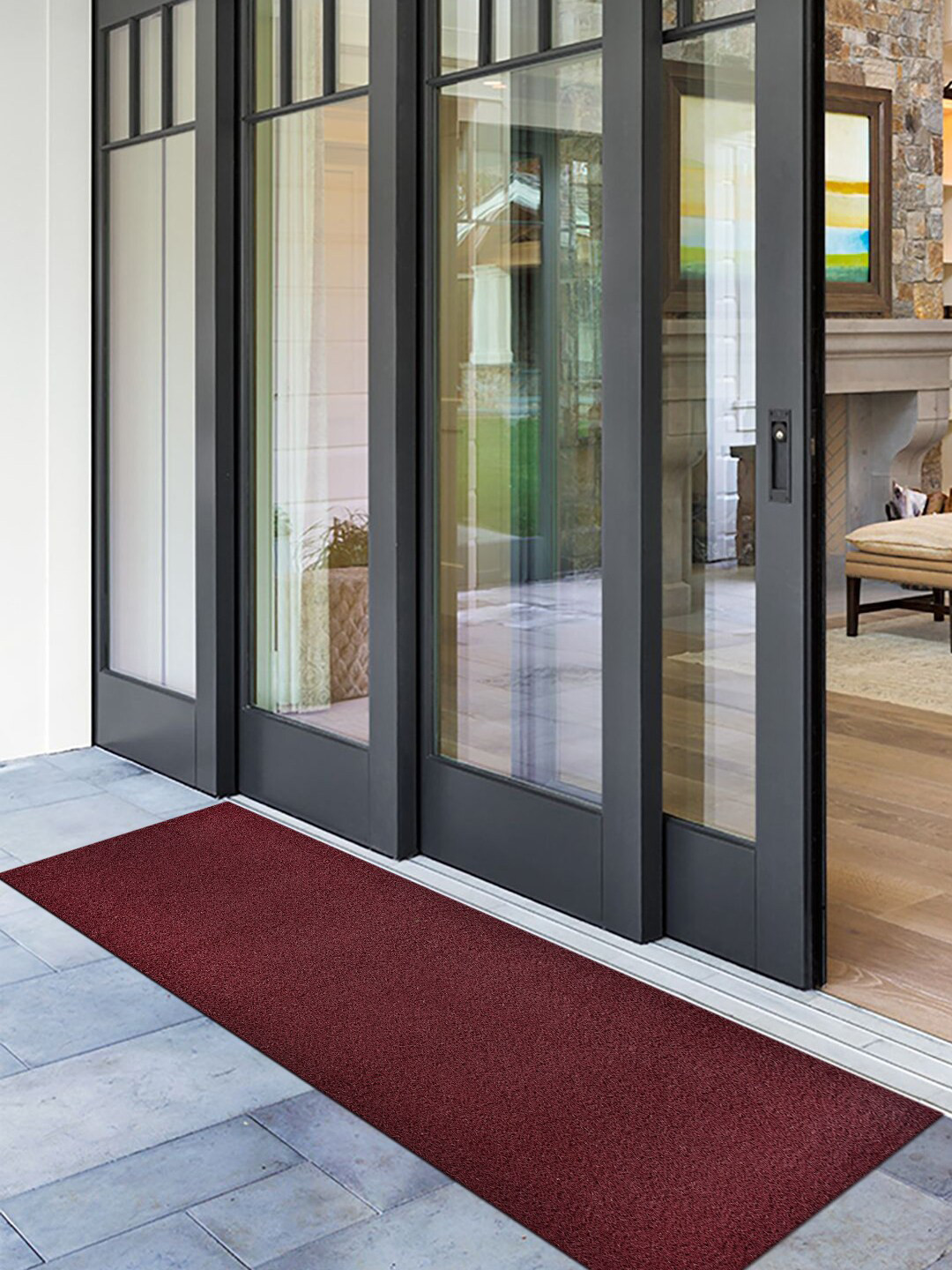 Kuber Industries Maroon Solid Rubber Anti-Slip Doormat
