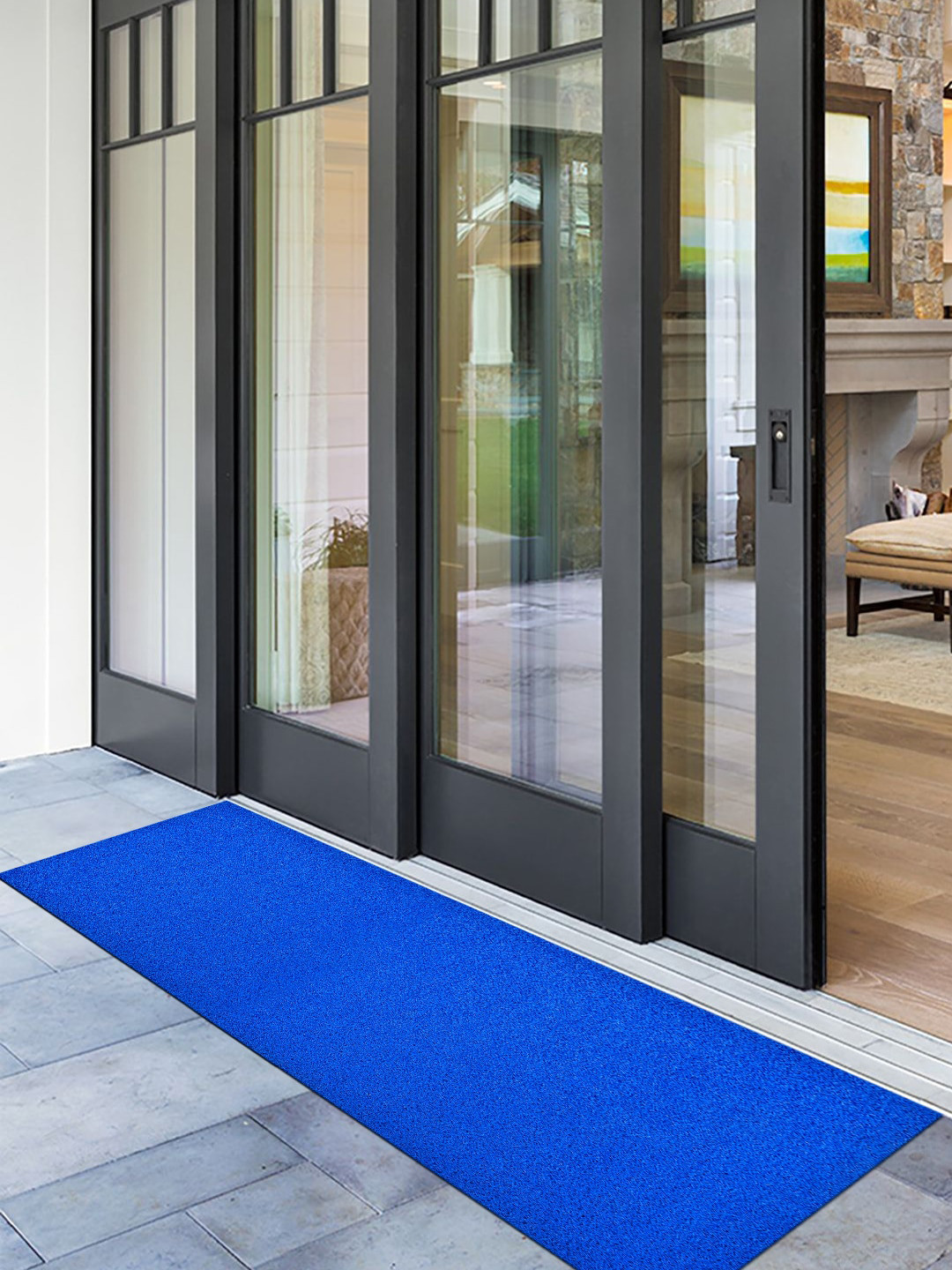 Kuber Industries Blue Solid Rubber Anti-Slip Doormat