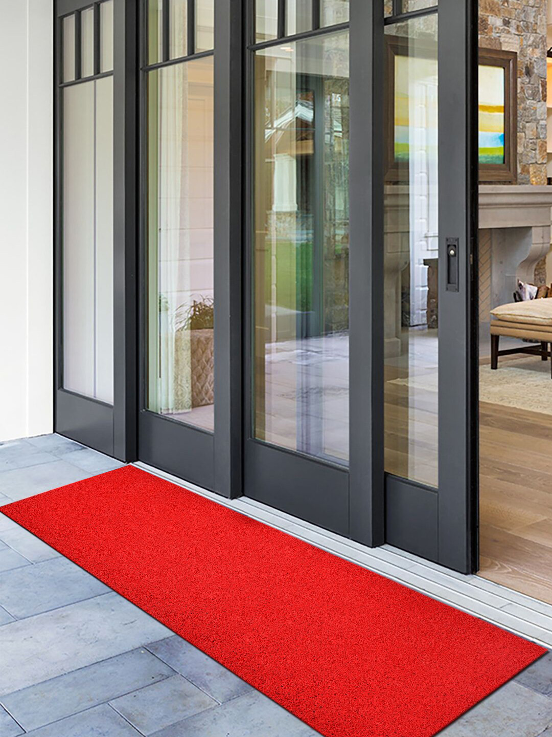 Kuber Industries Red Solid Rubber Anti-Slip Doormat