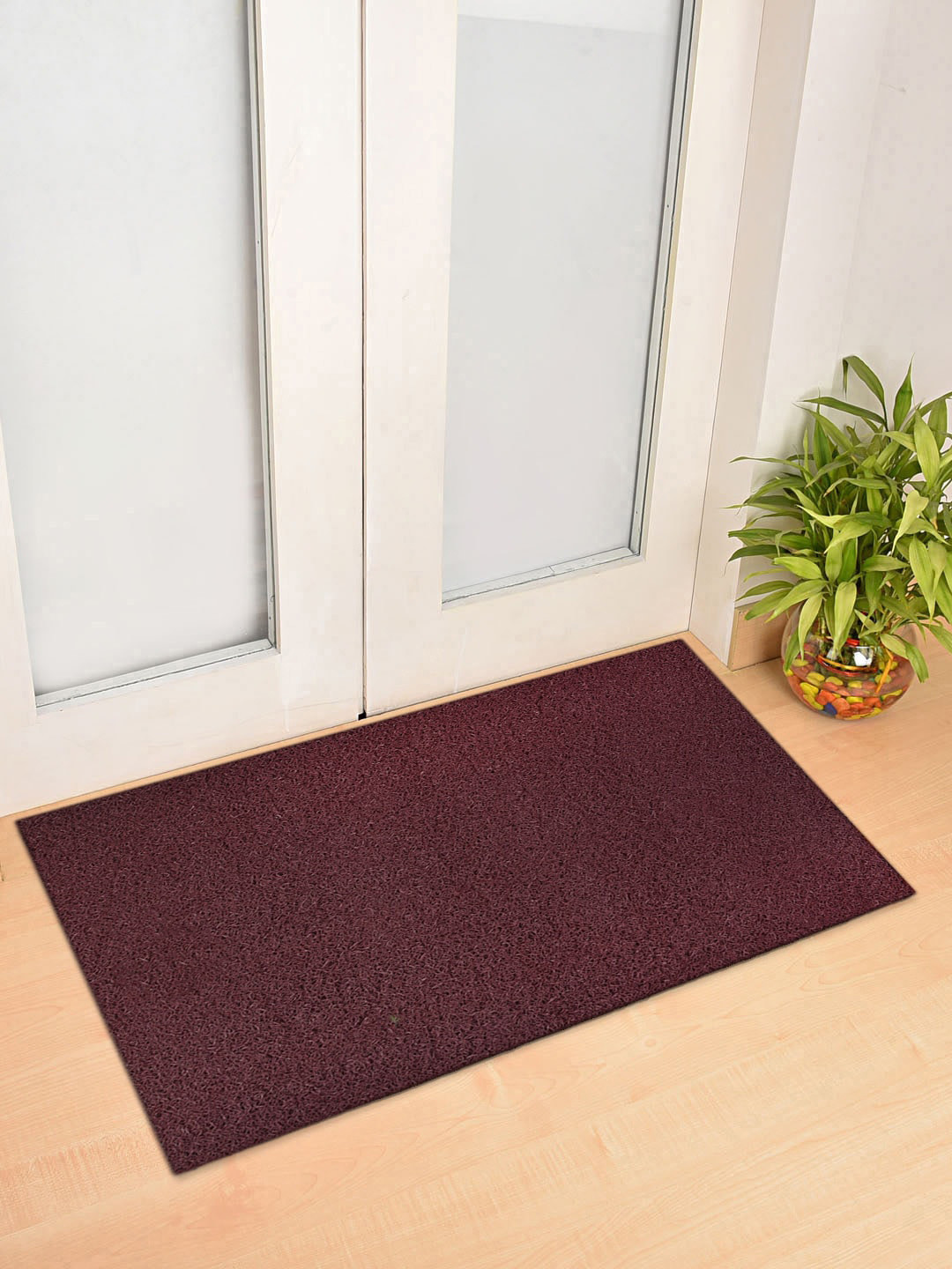 Kuber Industries Maroon Solid Rubber Anti-Slip Doormat