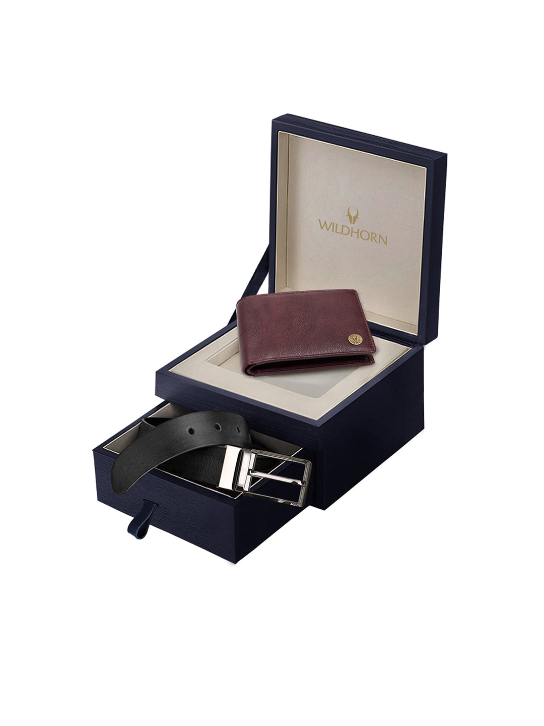 WildHorn Men Brown & Black RFID Protected Genuine Leather Wallet & Belt Accessory Gift Set