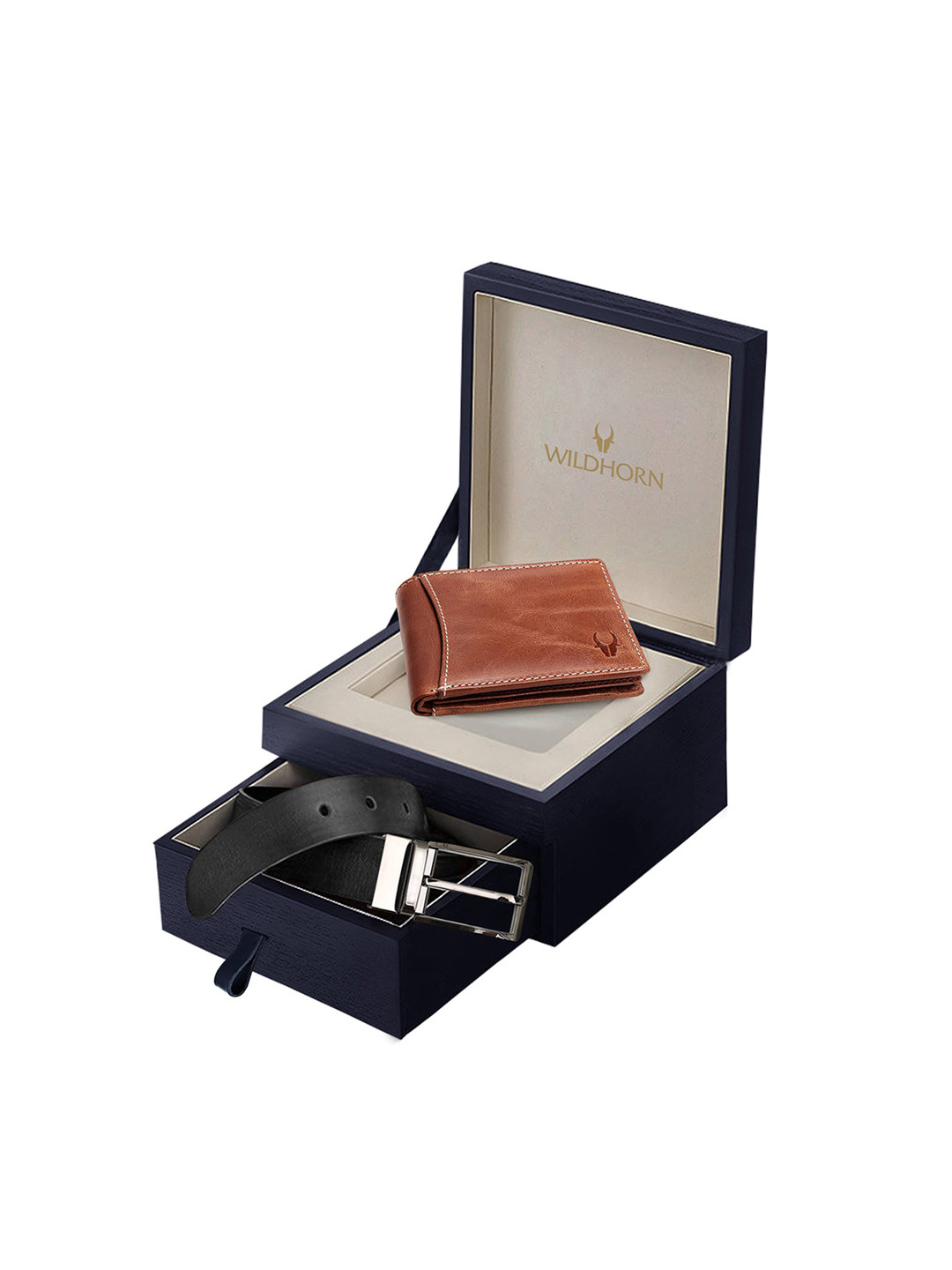 WildHorn Men Black & Brown Genuine Leather Accessory Gift Set