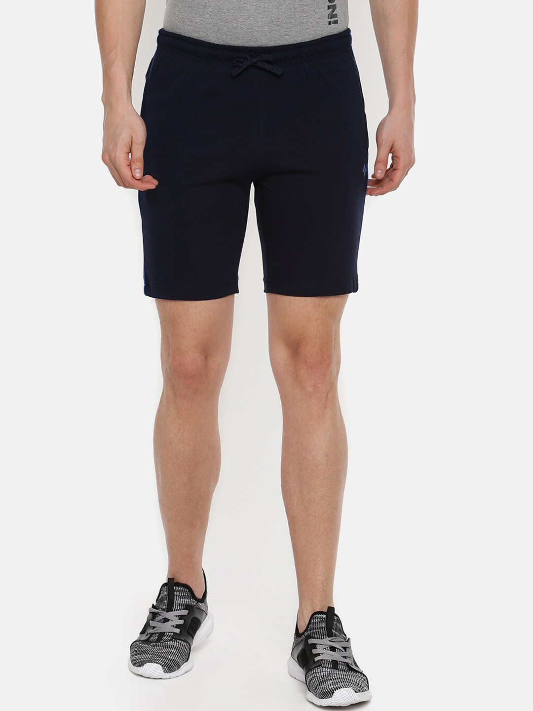 Dollar Men Navy Blue Solid Regular Fit Sports Shorts