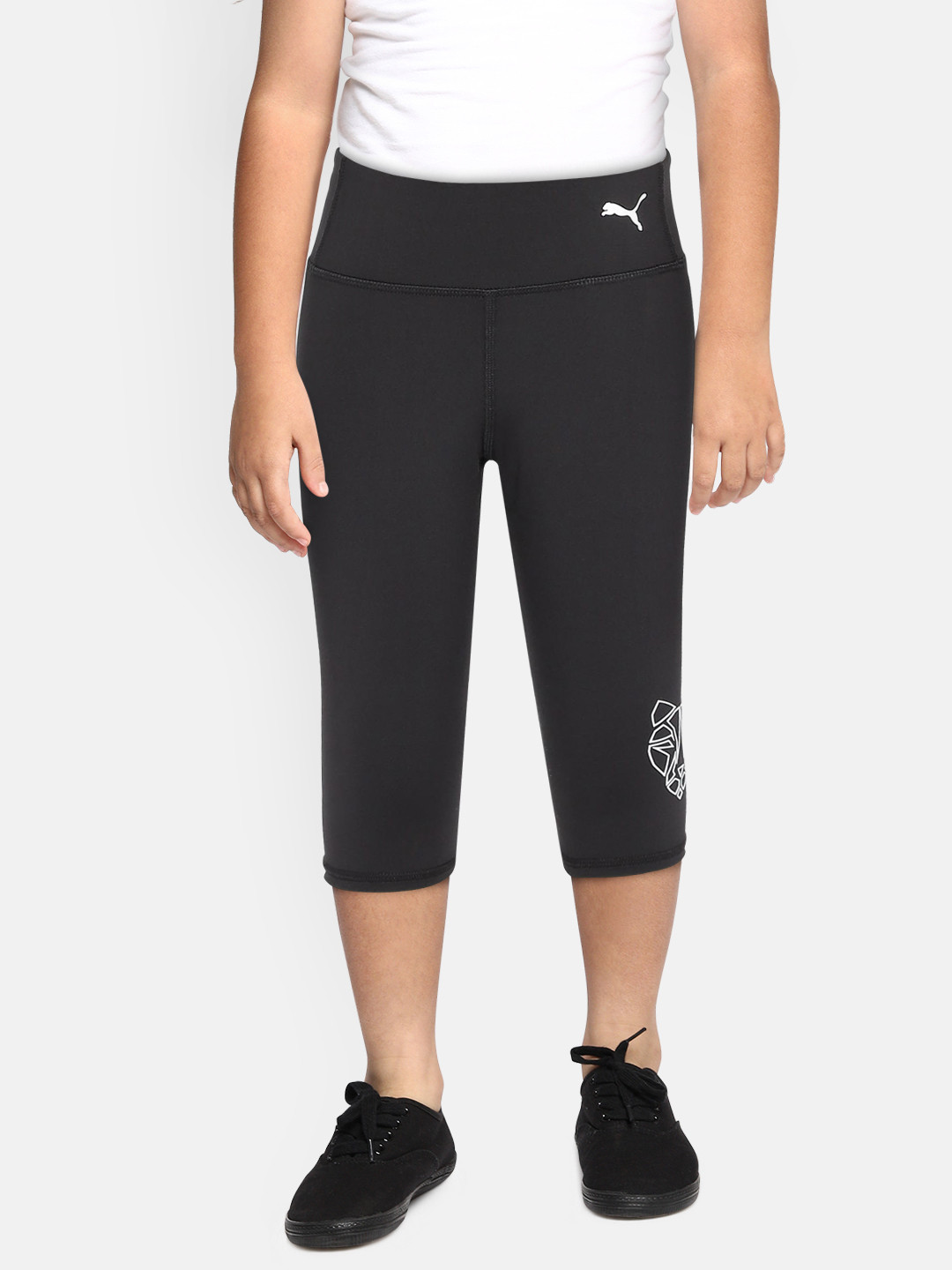 Puma Girls Black Solid Runtrain Tights