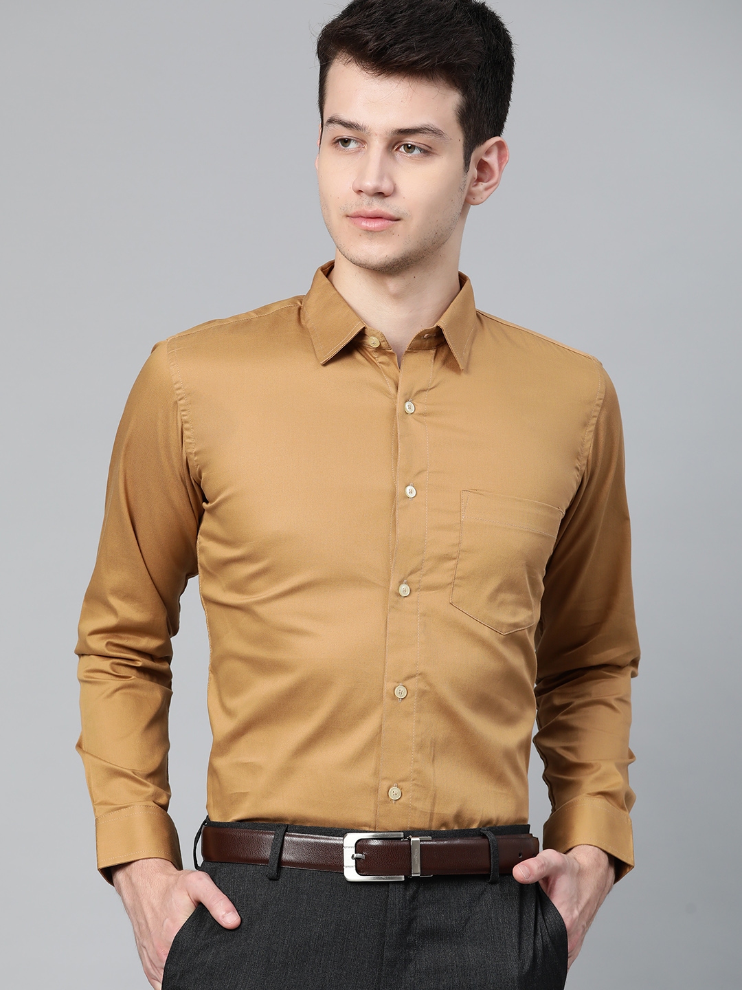 Light brown sale formal shirt