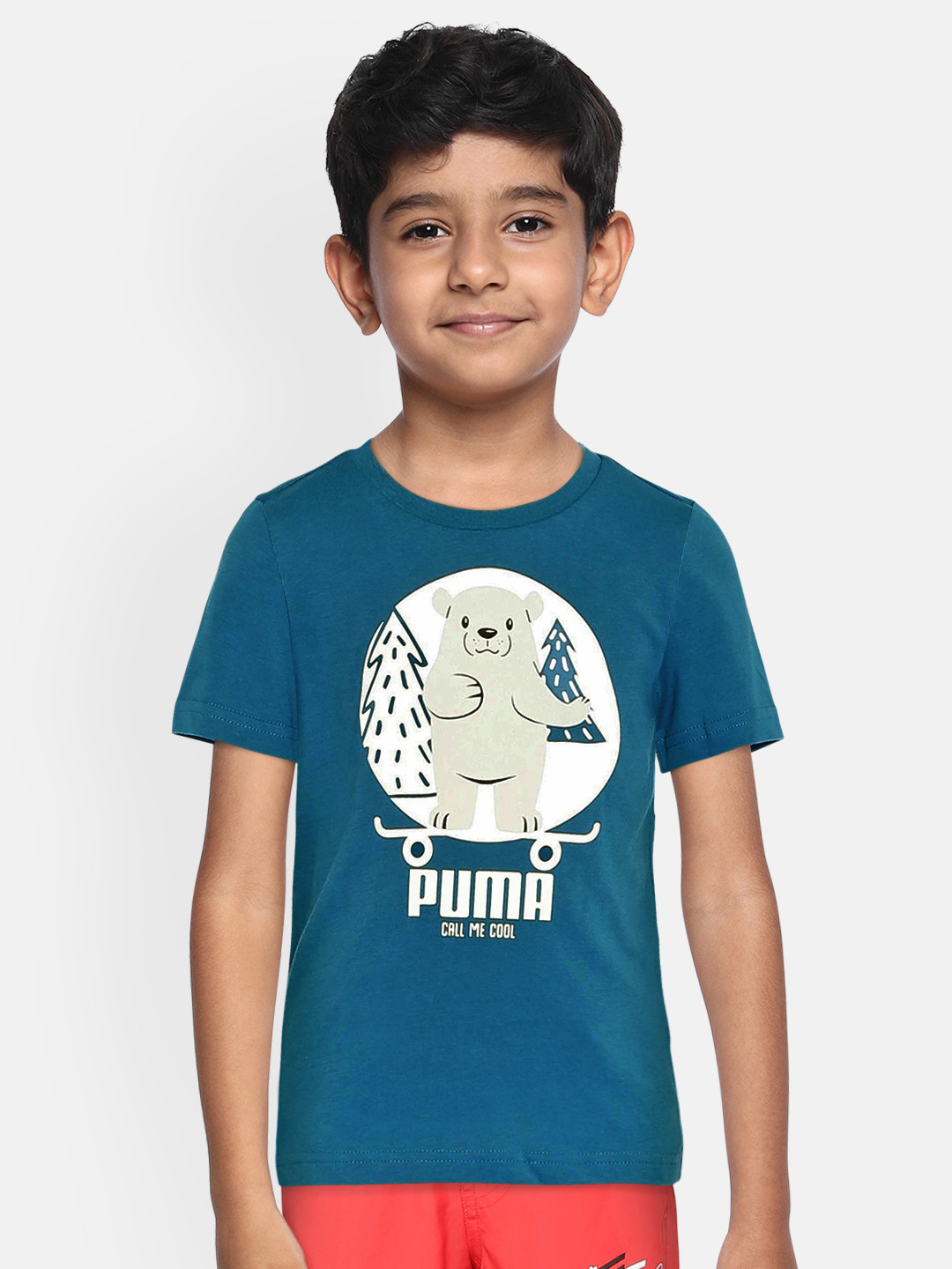 Puma Boys Blue Animals Suede Round Neck T-shirt