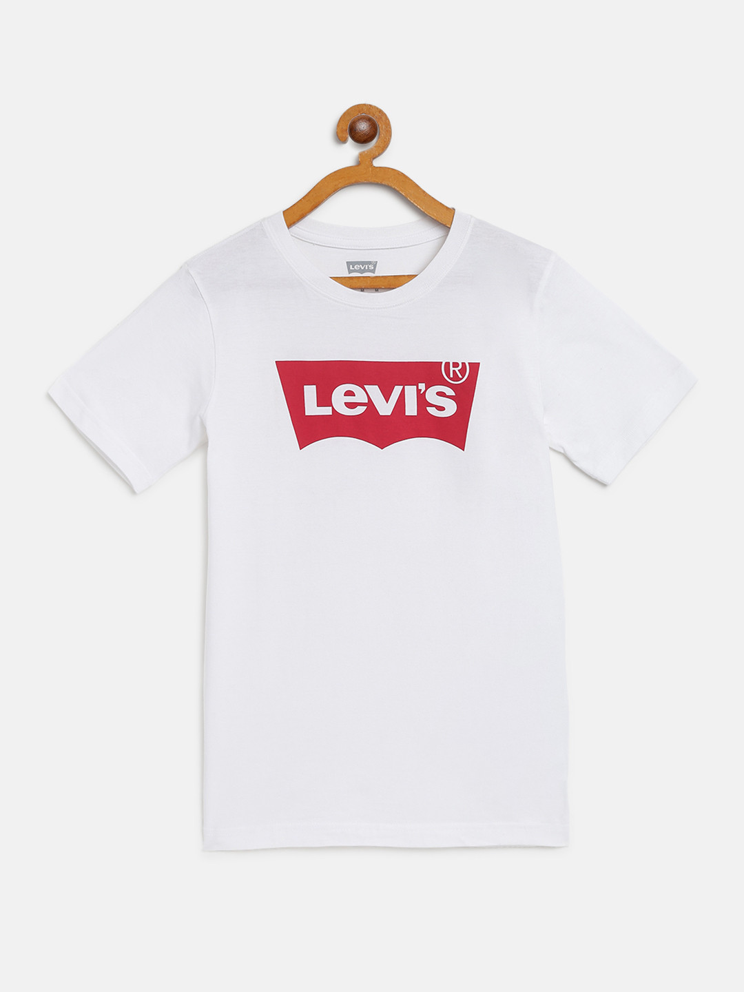Levis Boys White Brand Logo Print Round Neck T-shirt