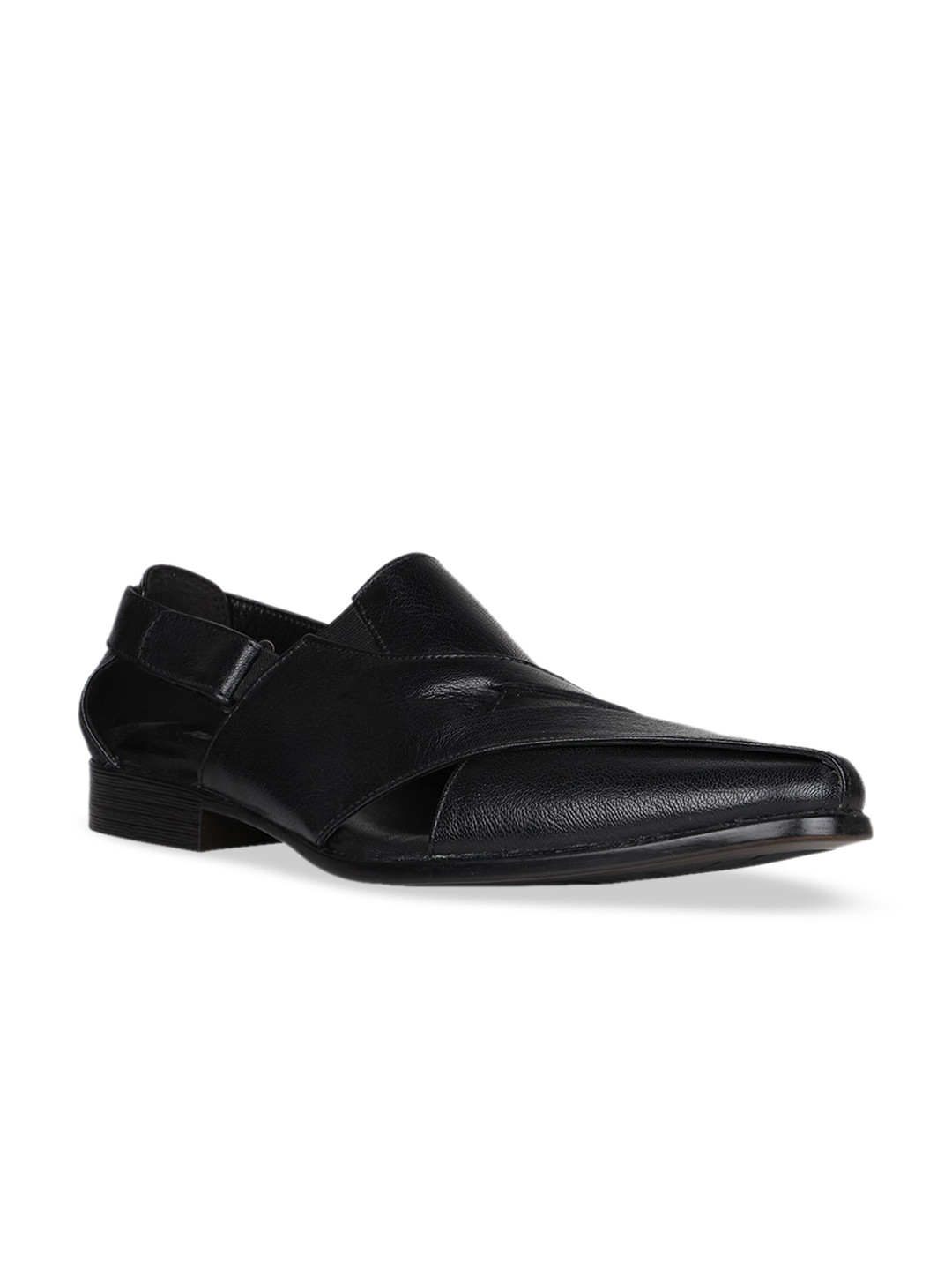 Regal Men Black Leather Shoe-Style Sandals