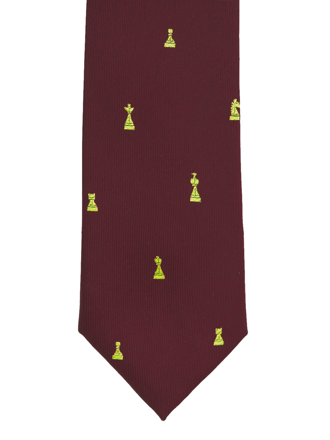 The Tie Hub Maroon & Yellow Woven Design Broad Tie