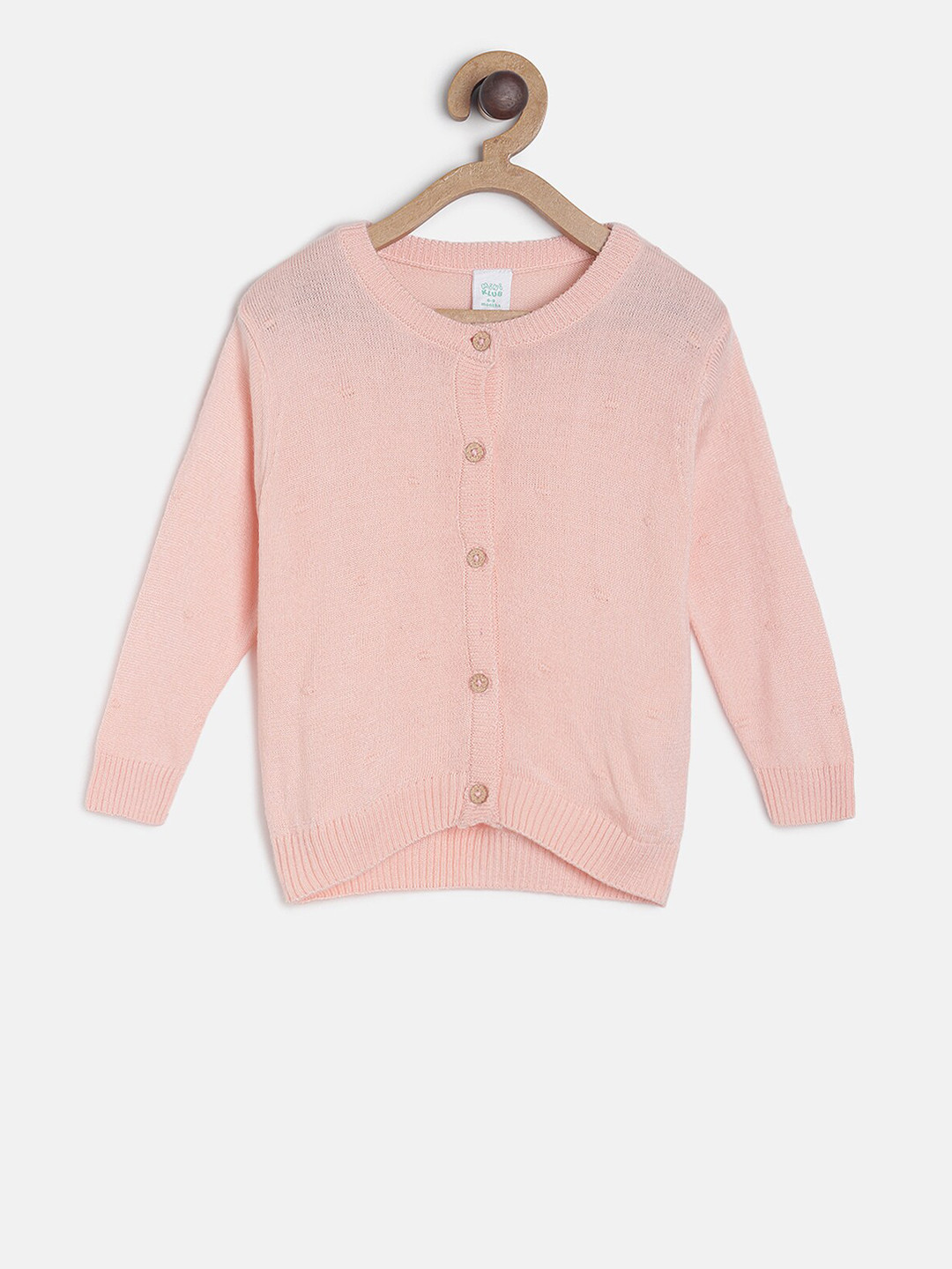 MINI KLUB Girls Pink Solid Cardigan Sweater
