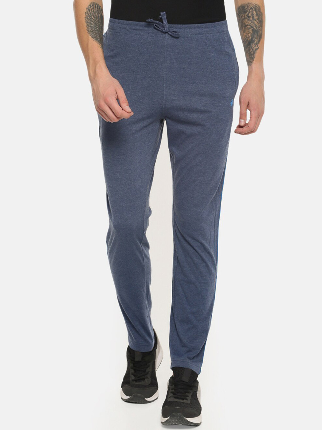 Dollar  Men Solid Contrast Piping  Track Pant with One side Zipper Pocket