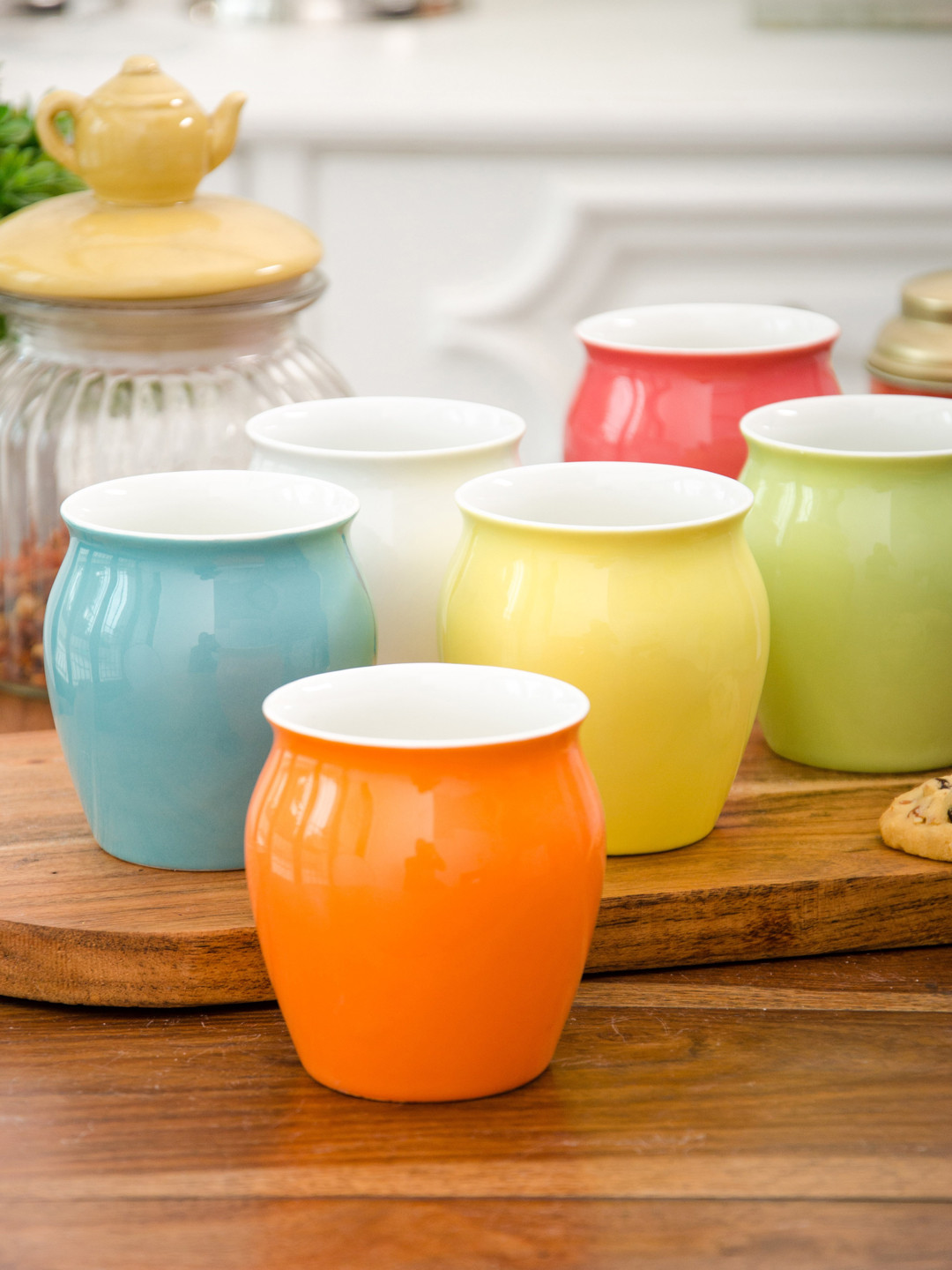 SONAKI Multicoloured Bone China Microwave Safe 6 Piece Kulladhs-240ml