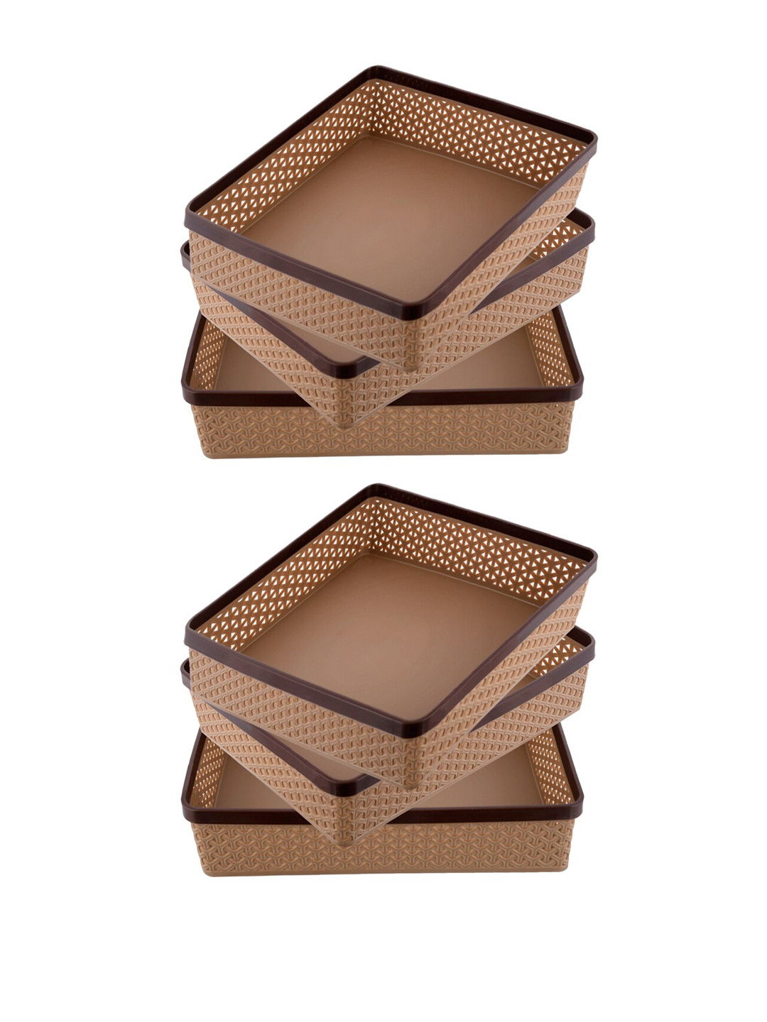 Kuber Industries Set Of 6 Brown Solid Multi-Utility Solitaire Stationary Office Tray Organisers