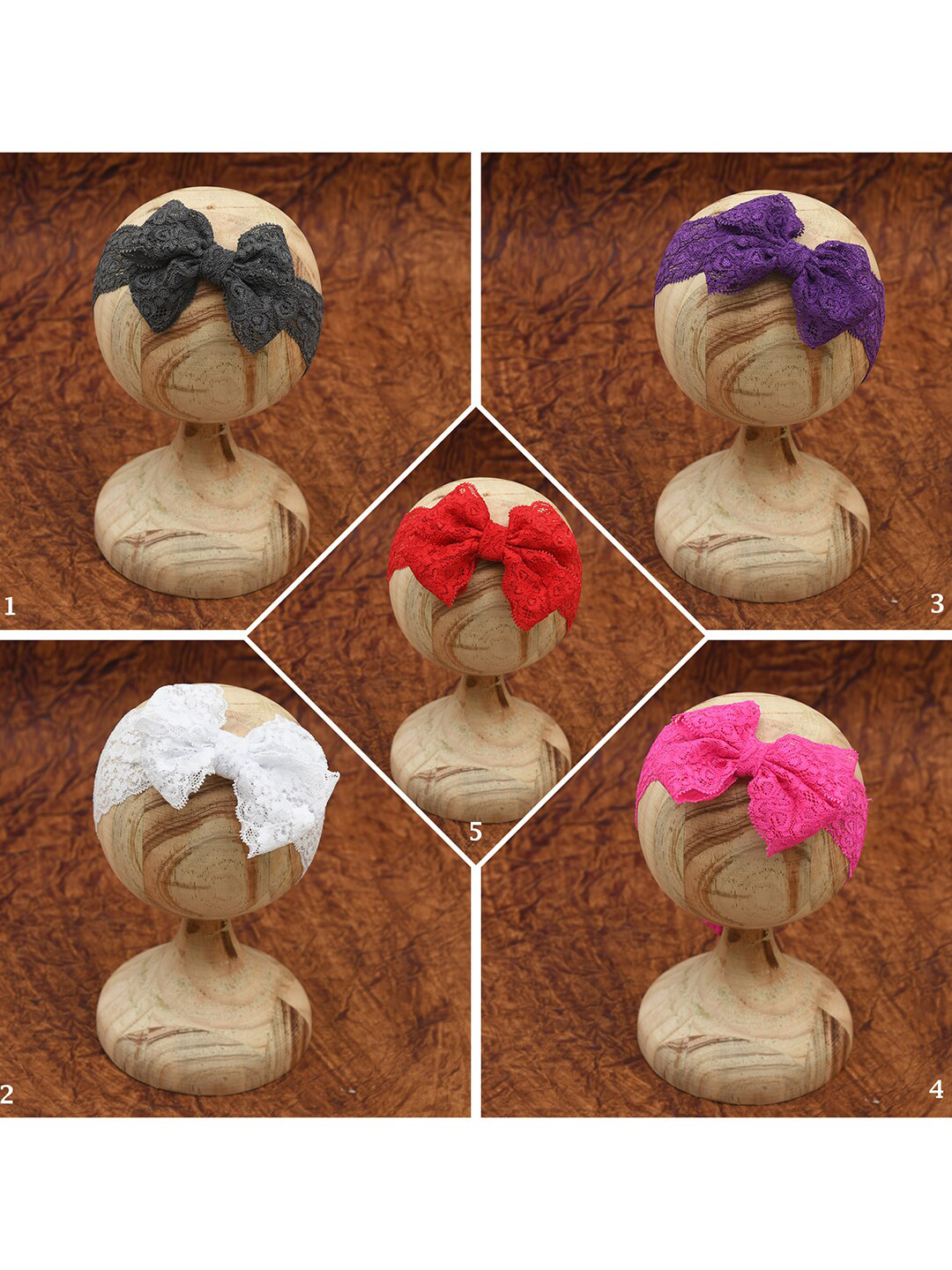 FUNKRAFTS Girls Pack Of 5 Lace Hairbands