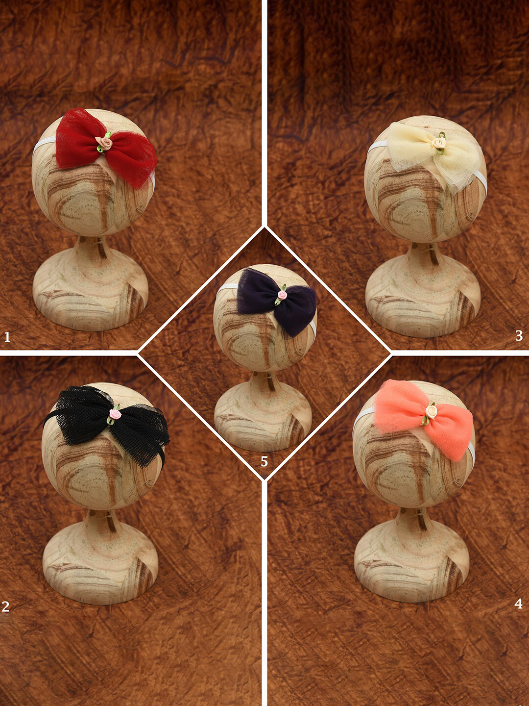 FUNKRAFTS Girls Set Of 10 Solid Fabric Headbands