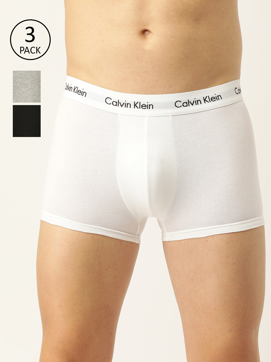 Calvin Klein Underwear Men Pack of 3 Assorted Solid Trunk U2664998