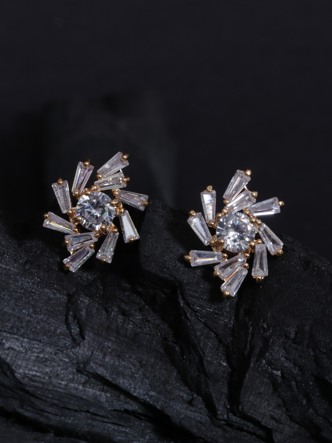 justpeachy Golden-toned Gold Plated Contemporary Studs