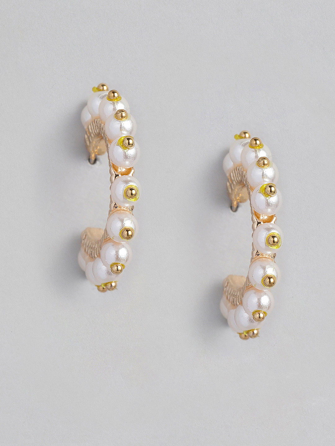 justpeachy Gold-Toned Circular Half Hoop Earrings