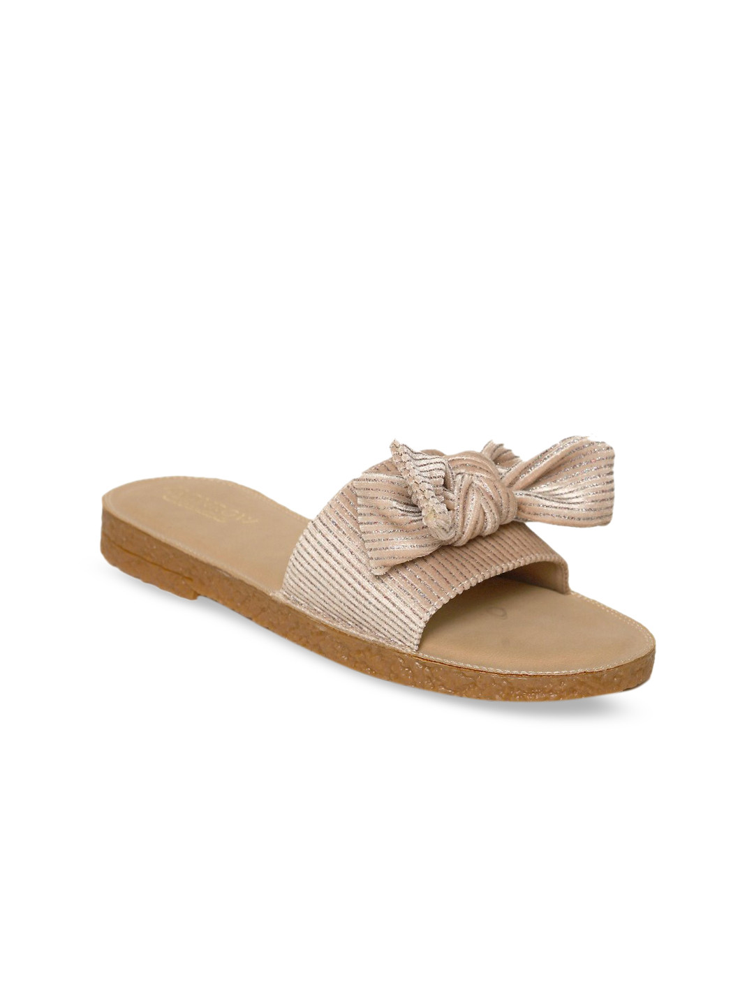 Monrow Women Beige Solid Open Toe Flats