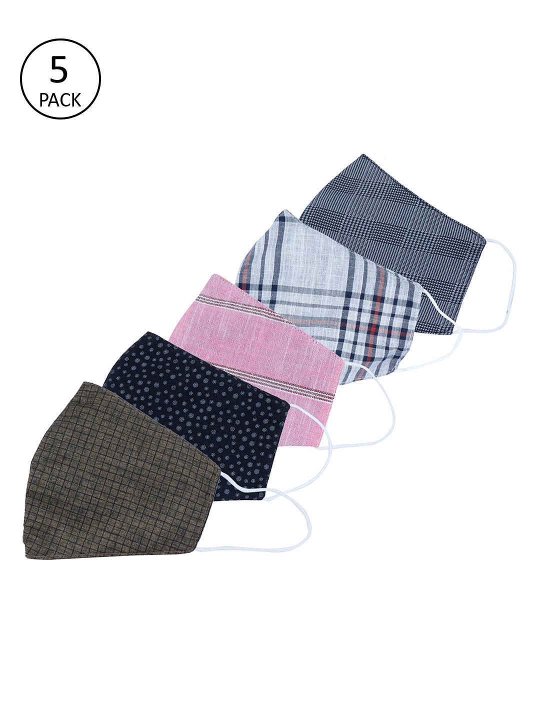 Be Indi Unisex Pack of 5 2-Ply Anti-Microbial Reusable Outdoor Masks
