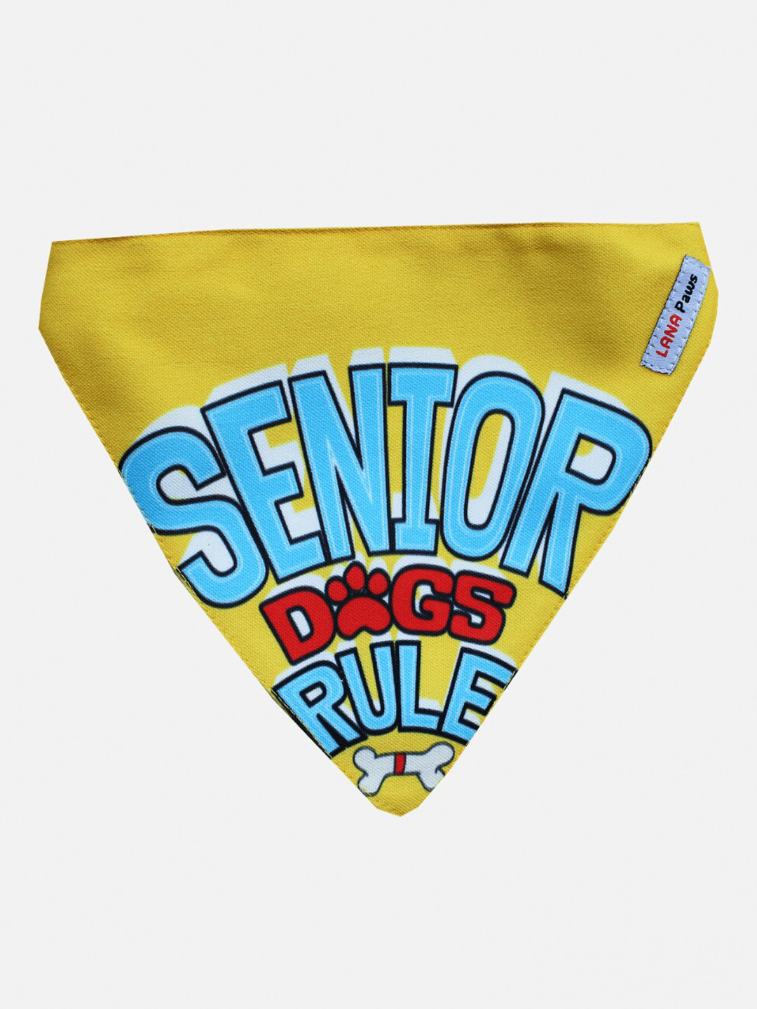 LANA PAWS Yellow & Blue Senior Dogs Rule Printed Dog Bandana Scarf