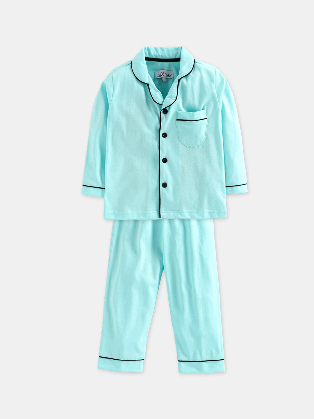 Nite Flite Kids Blue Solid Night Suit