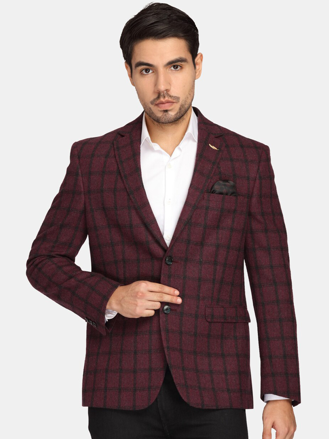 Theme Men Maroon & Black Checked Single-Breasted Casual Blazer Rs. 992 - Myntra