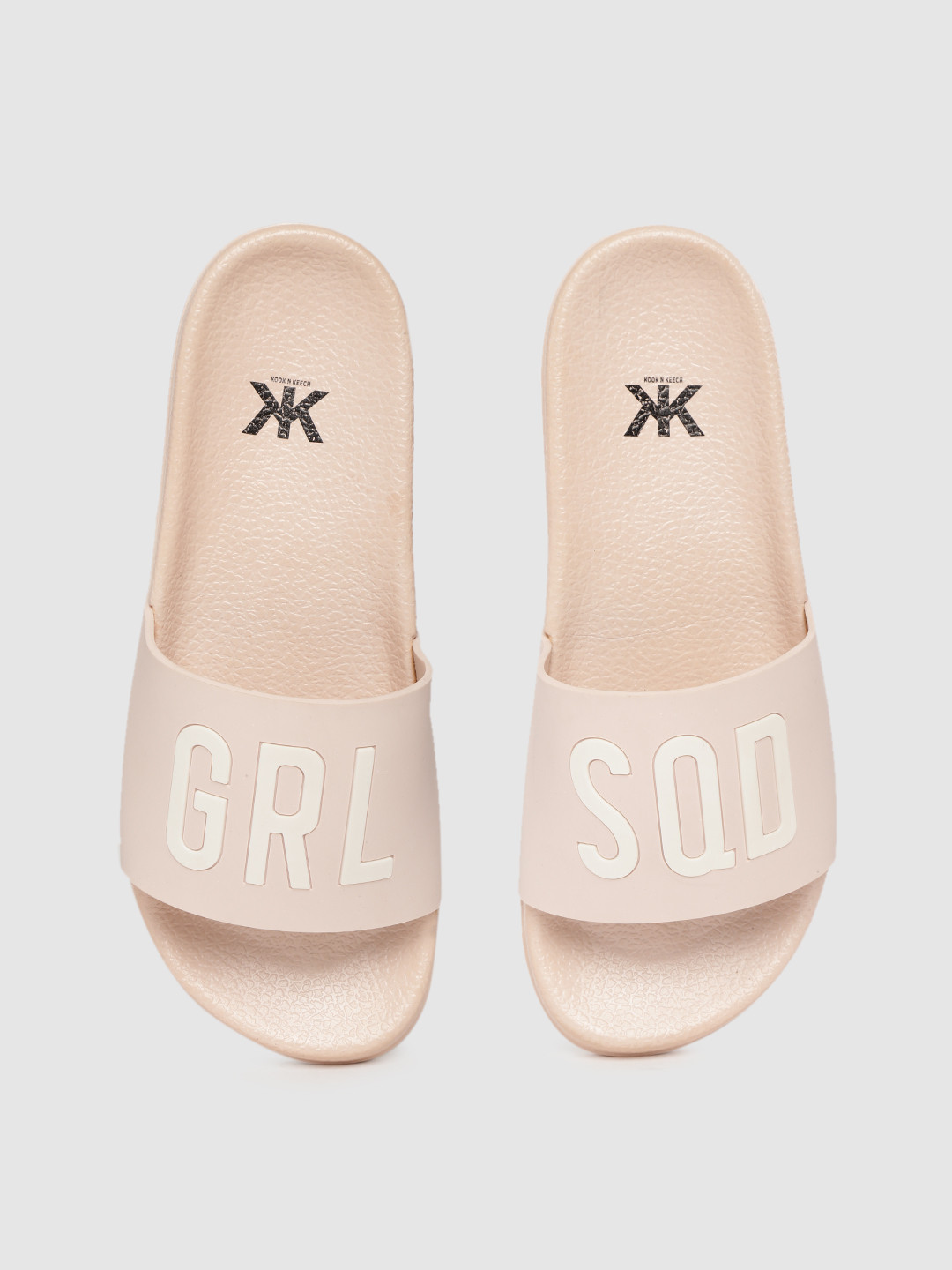 Kook N Keech Women Pink & White Printed Sliders