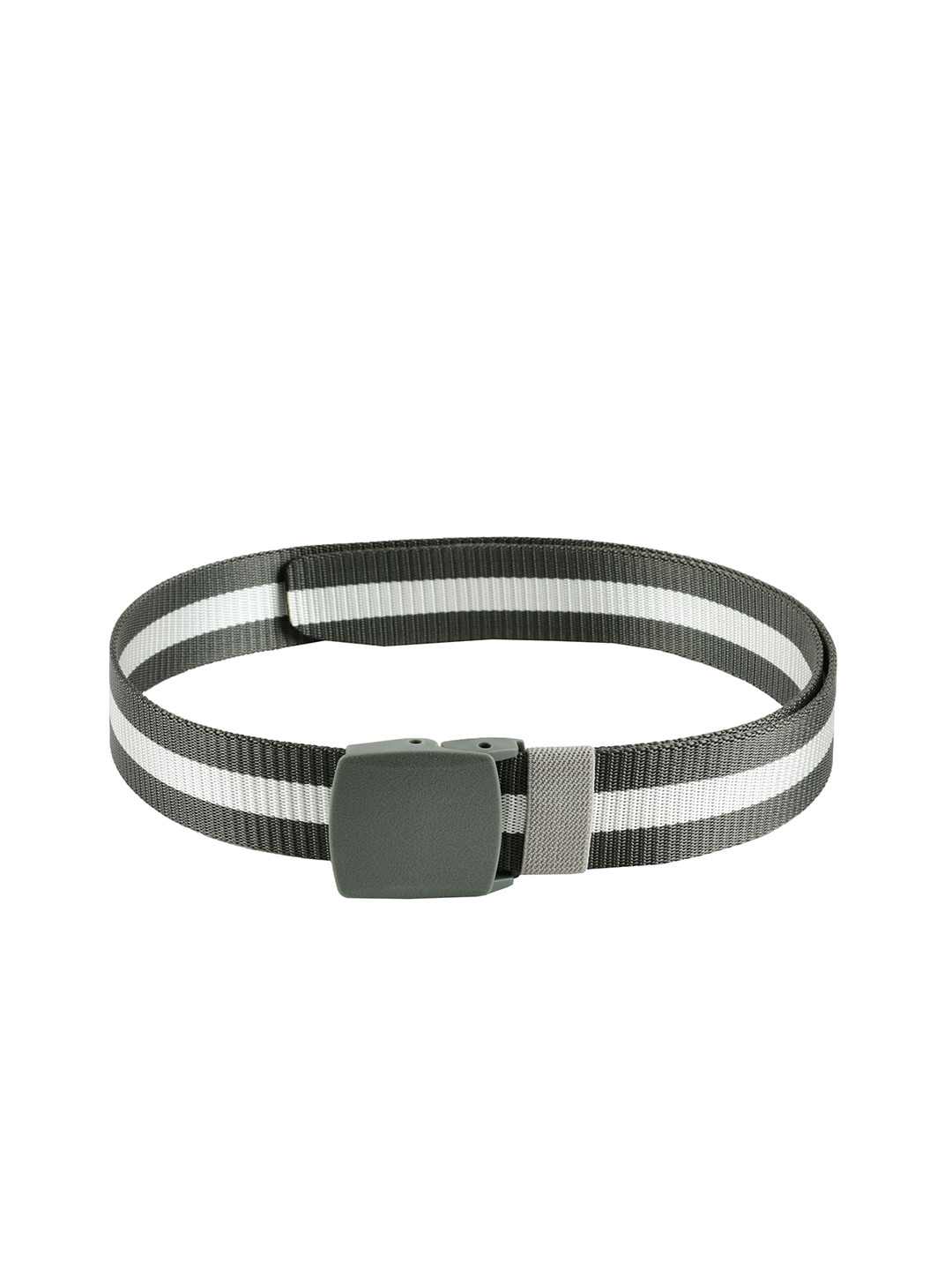 WINSOME DEAL Men Grey & White Textured Canvas Belt