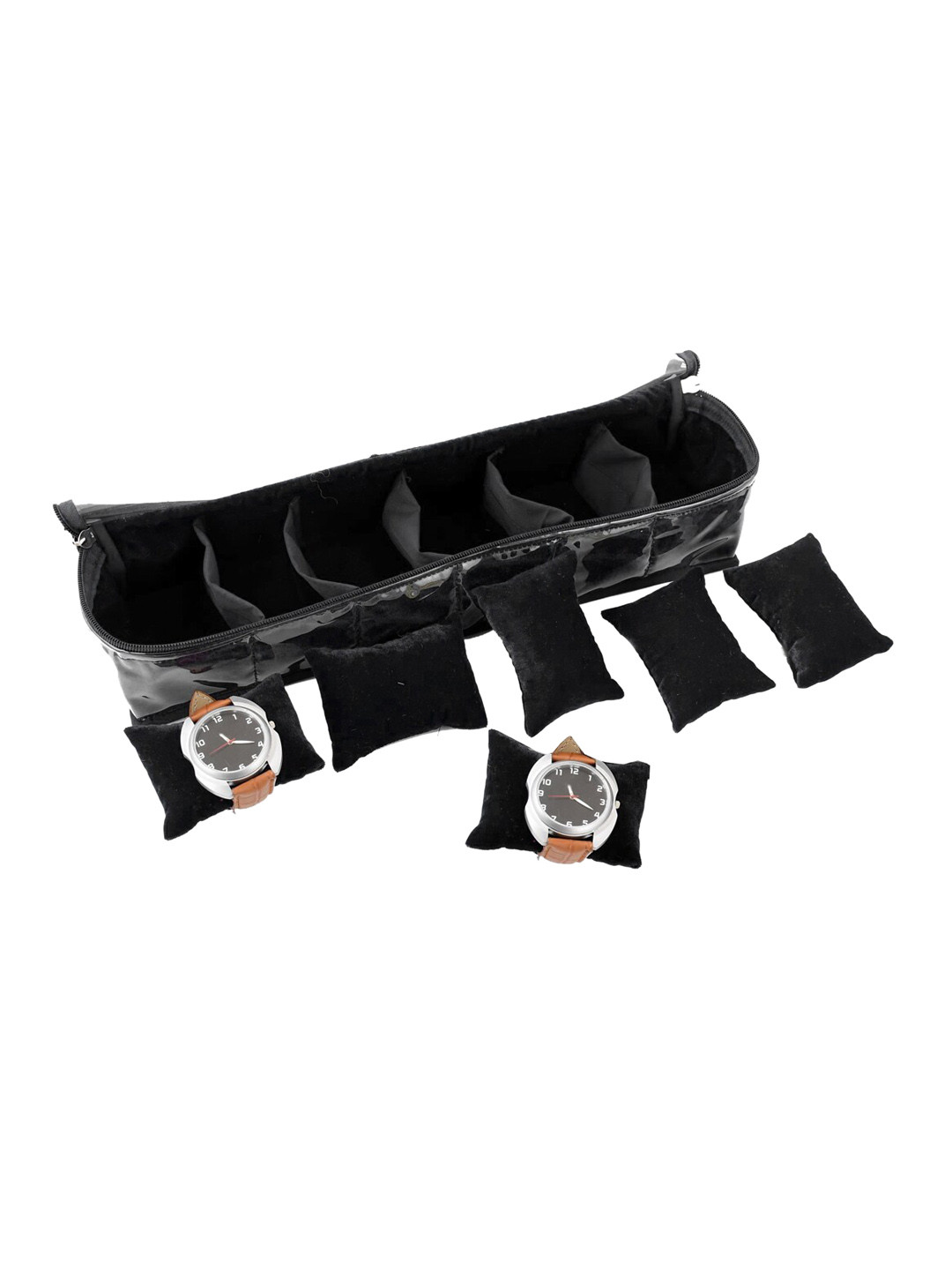 Kuber Industries Unisex Black & Transparent fabric Watch Organizer With 6 Roll