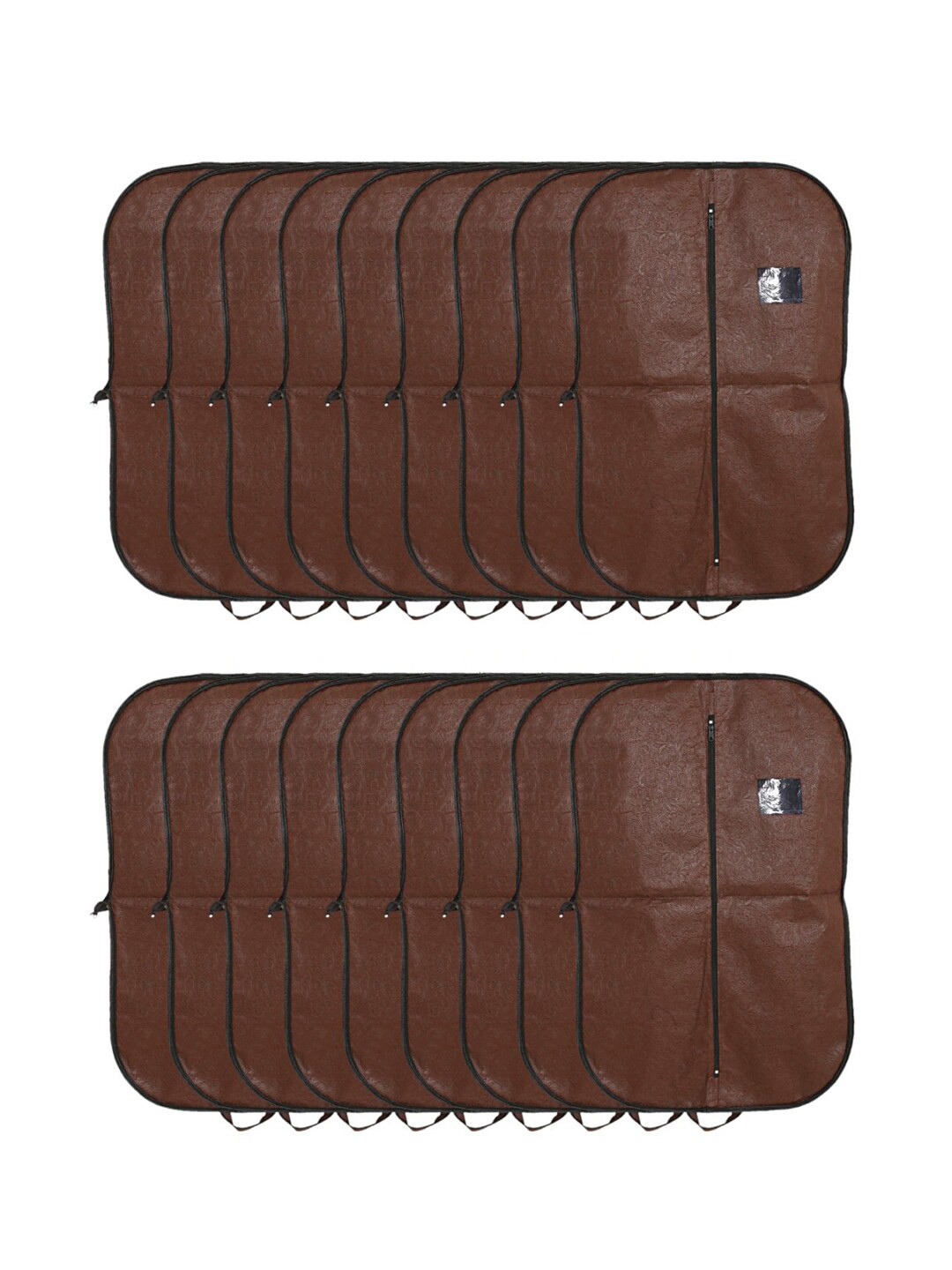 Kuber Industries Men Set Of 12 Brown Embossed Design Foldable Coat Blazer Covers