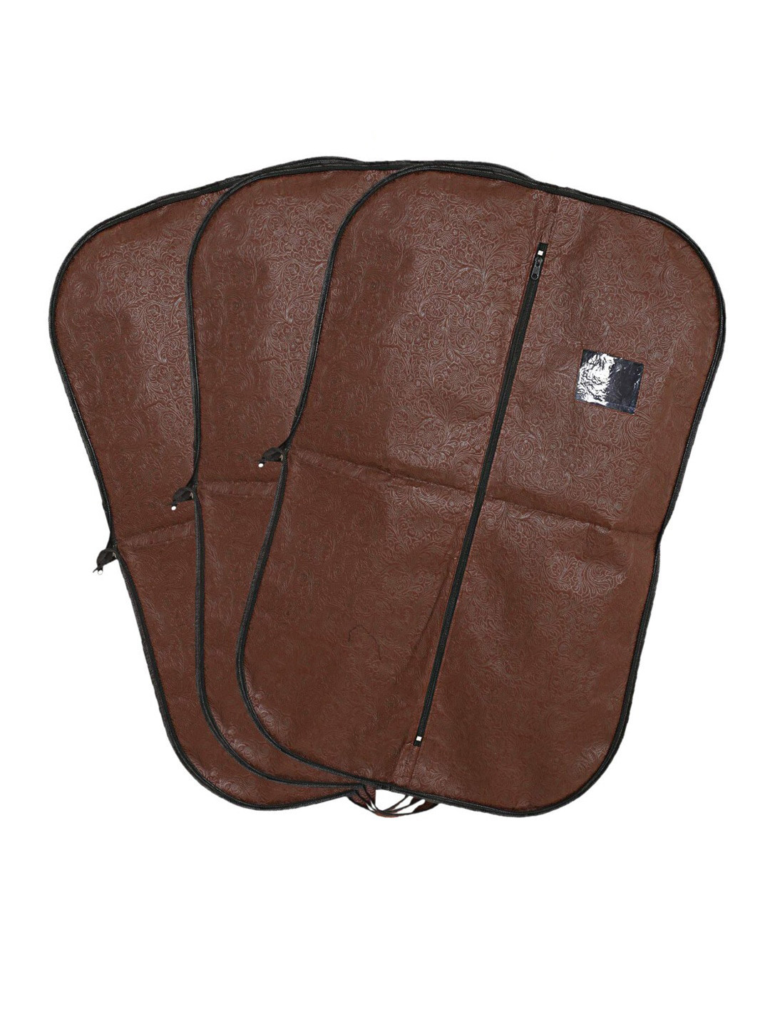 Kuber Industries Men Set Of 3 Brown Embossed Design Foldable Coat Blazer Covers