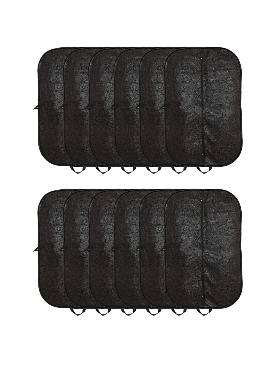 Kuber Industries Men Set Of 12 Black Embossed Design Foldable Coat Blazer Covers