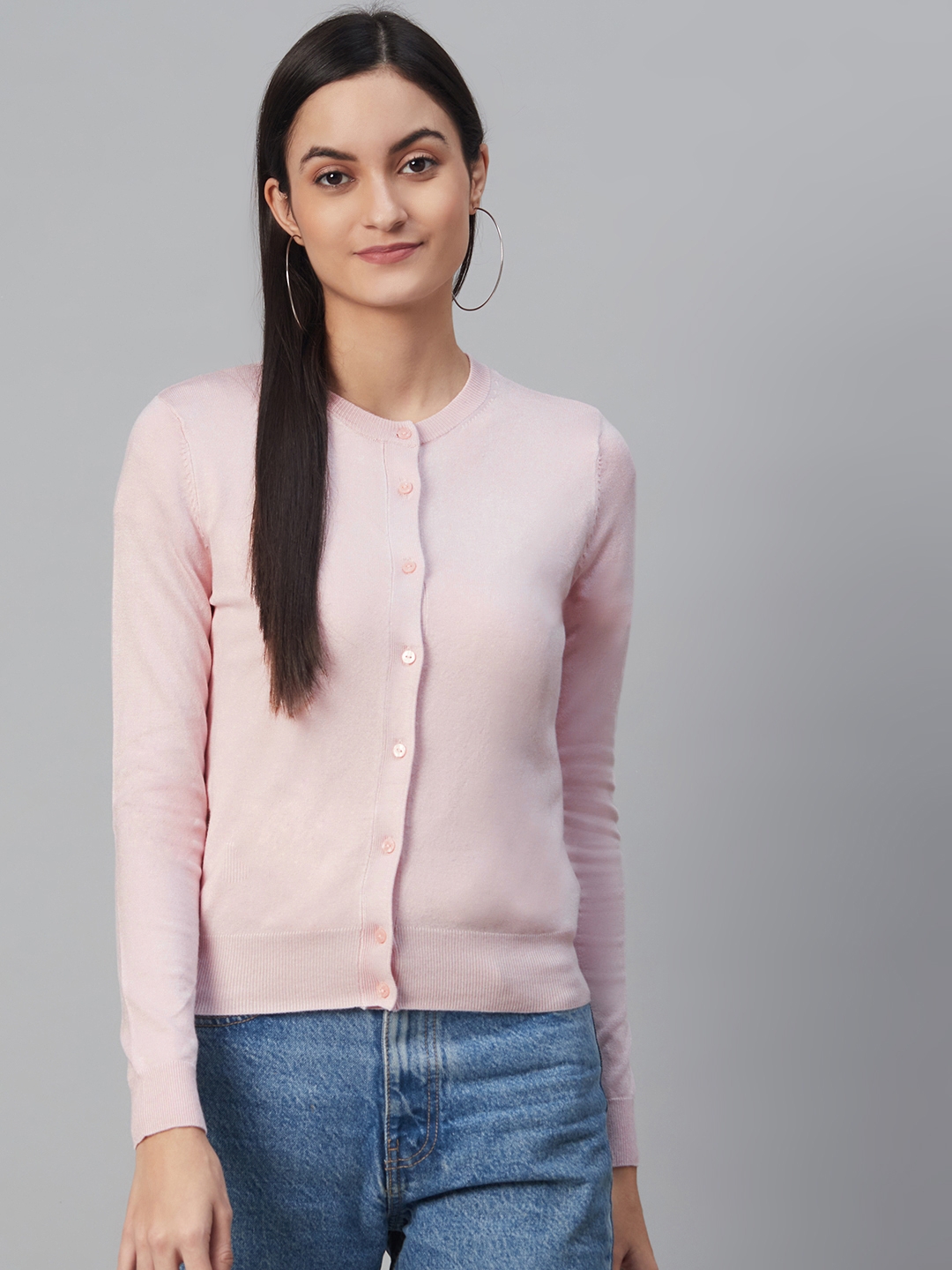 Marks & Spencer Women Pink Solid Cardigan Sweater