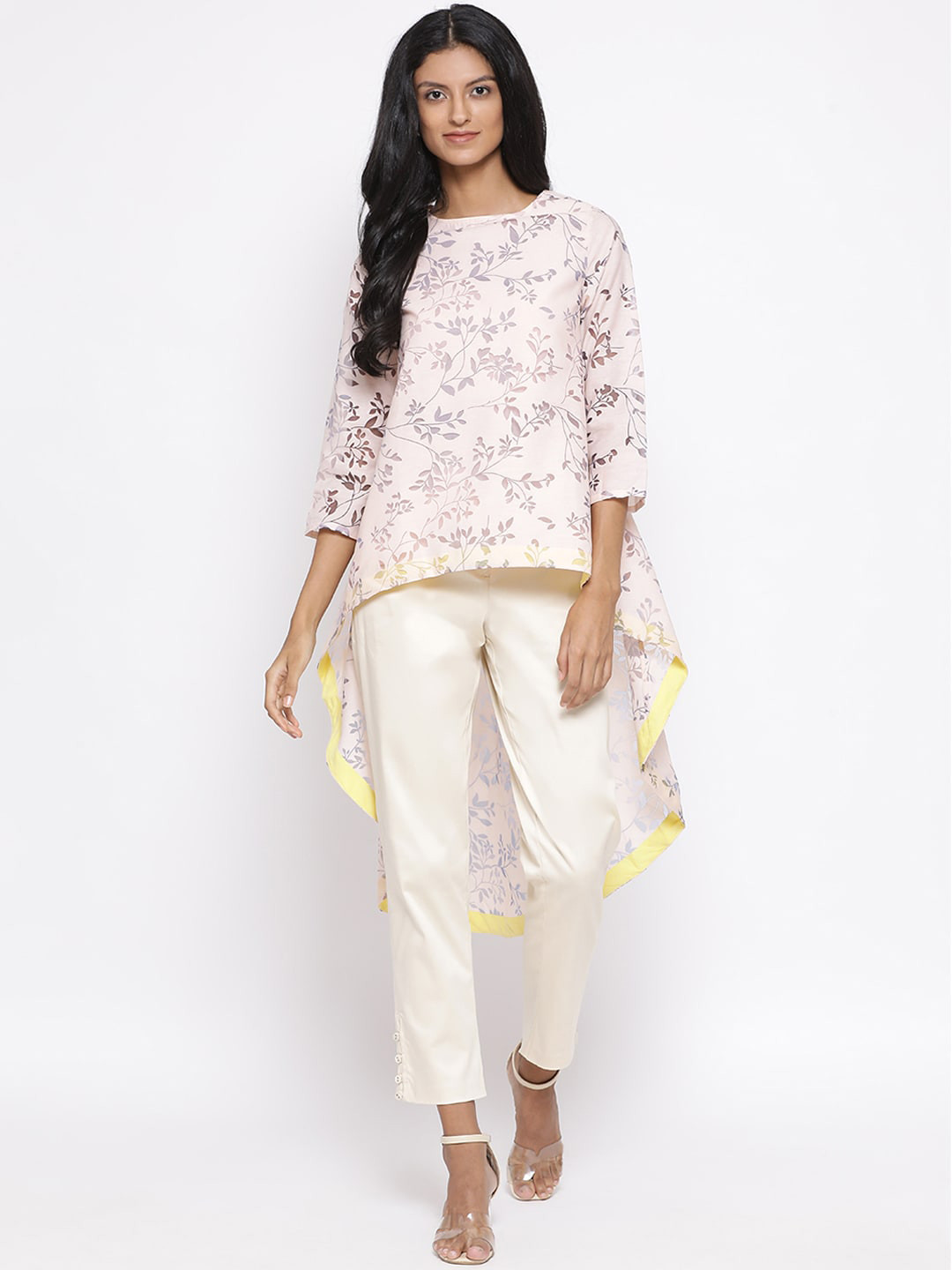 ROOTED Women Pink Printed High-Low Top