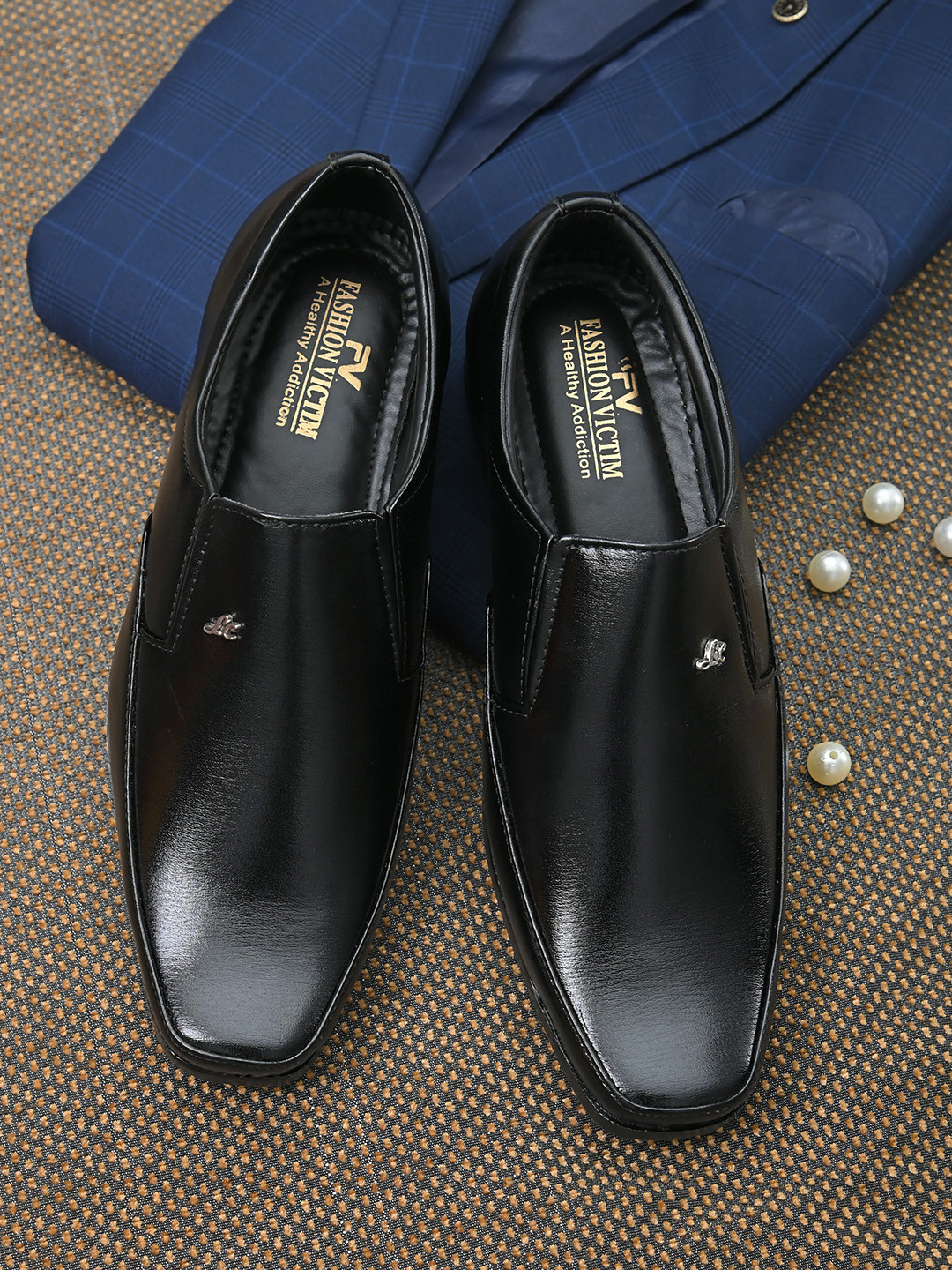 Fashion Victim Men Black Solid Formal Slip-Ons