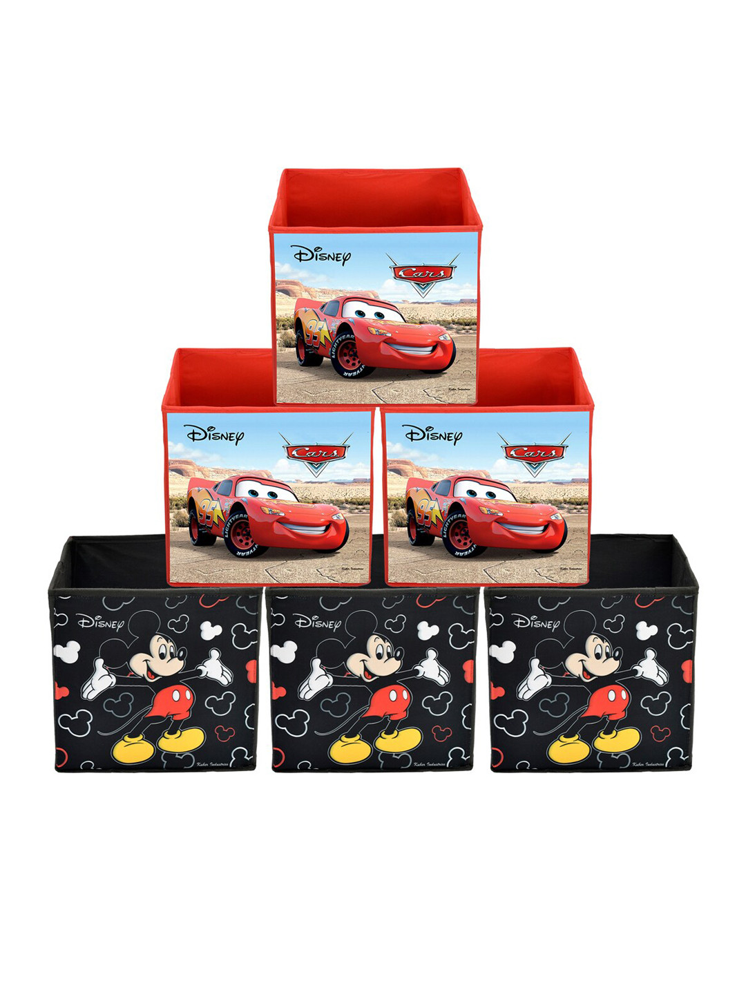 Kuber Industries Set Of 6 Disney Printed Foldable Large Size Multi-Utility Storage Cubes With Handle