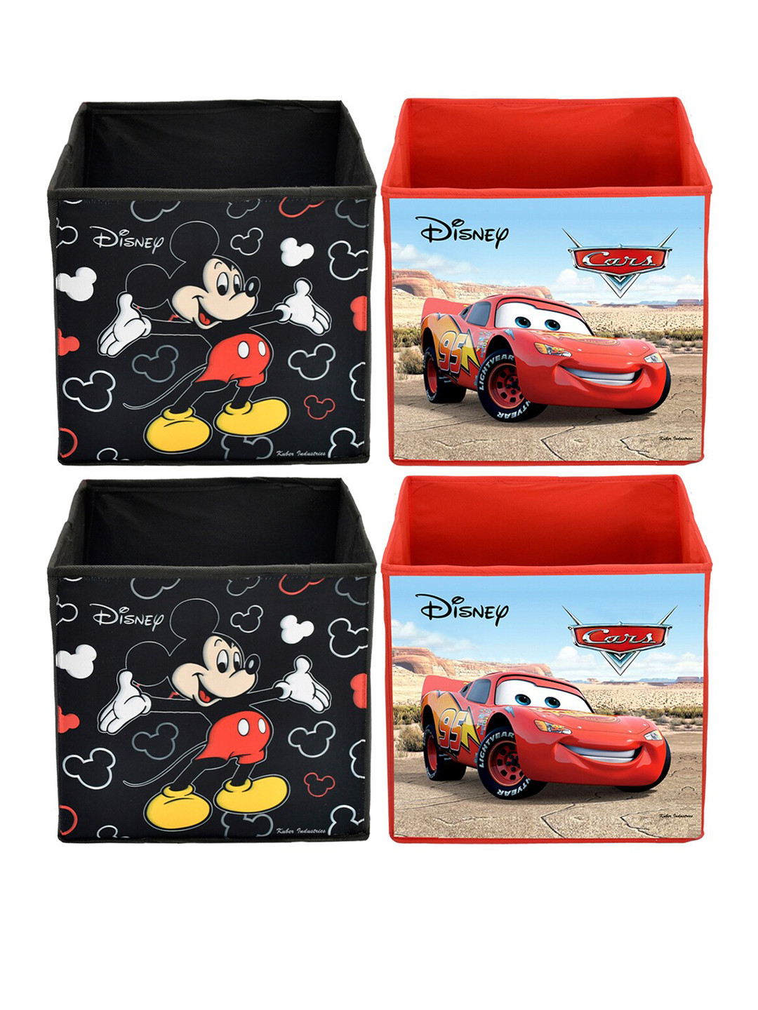 Kuber Industries Set Of 4 Disney Printed Foldable Large Size Multi-Utility Storage Cubes With Handle