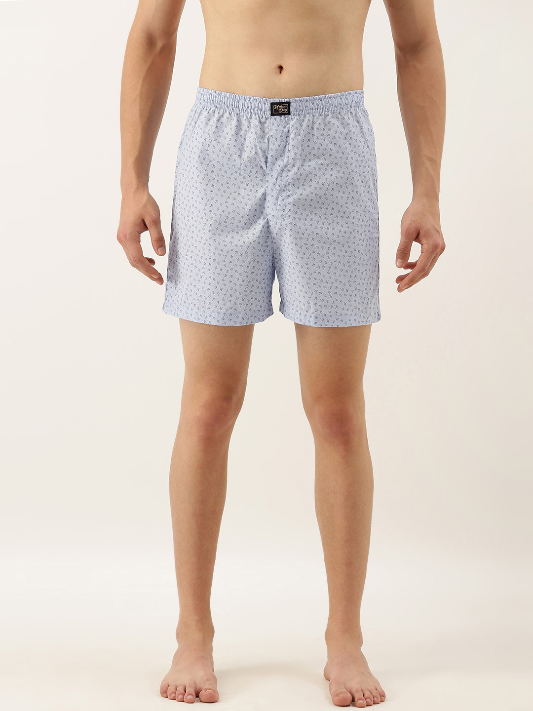 Urban Dog Men Blue Printed Pure Cotton Boxers UDBX247