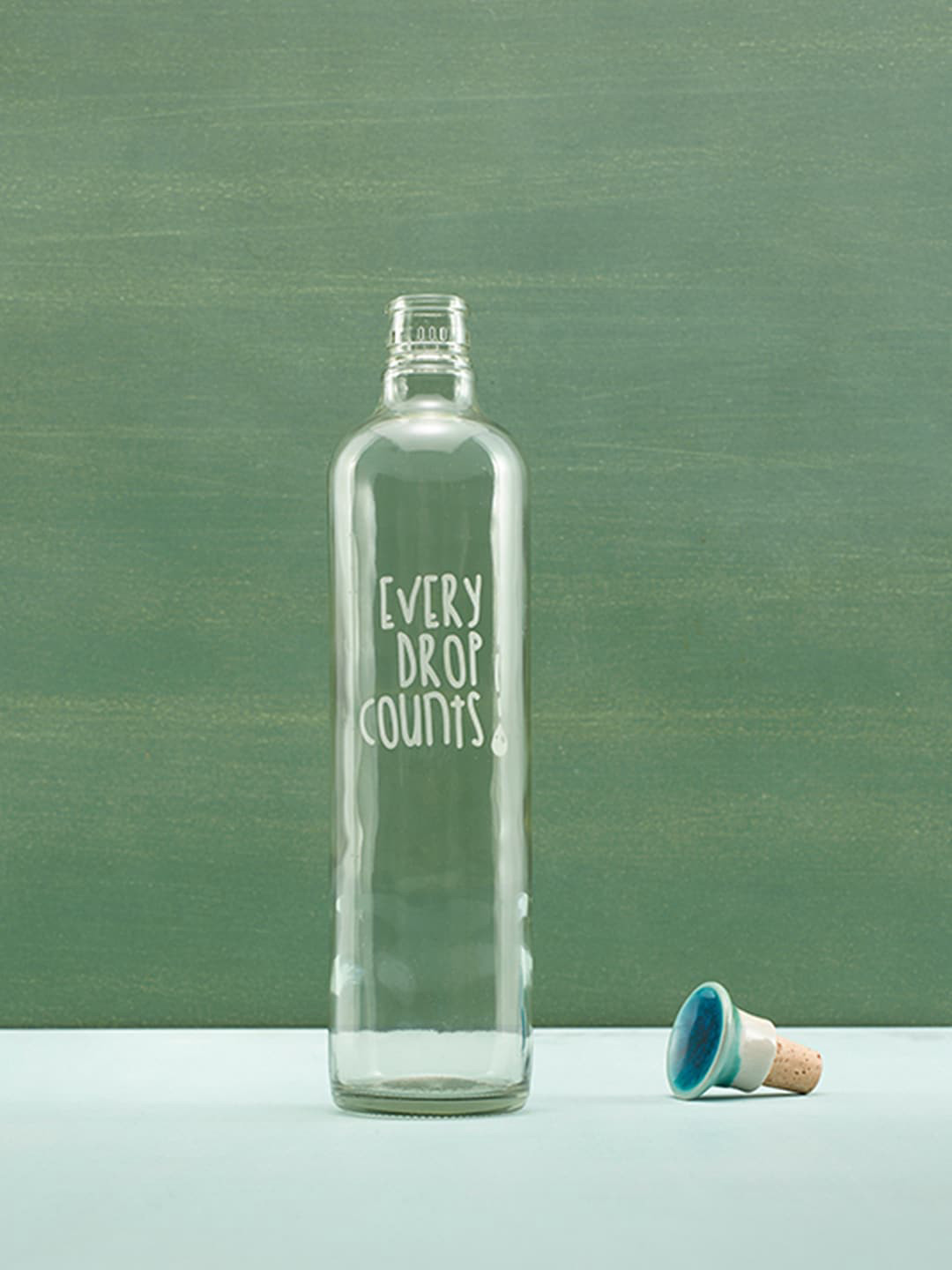 ellementry Transparent Conversational Glass Airtight Water Bottle - 750ml